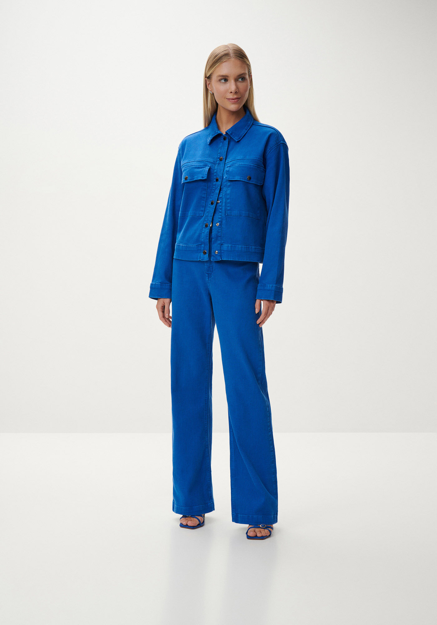 Jaqueta Cotel&ecirc; Manga Longa com Bolsos, AZUL BLUE BELL, large.