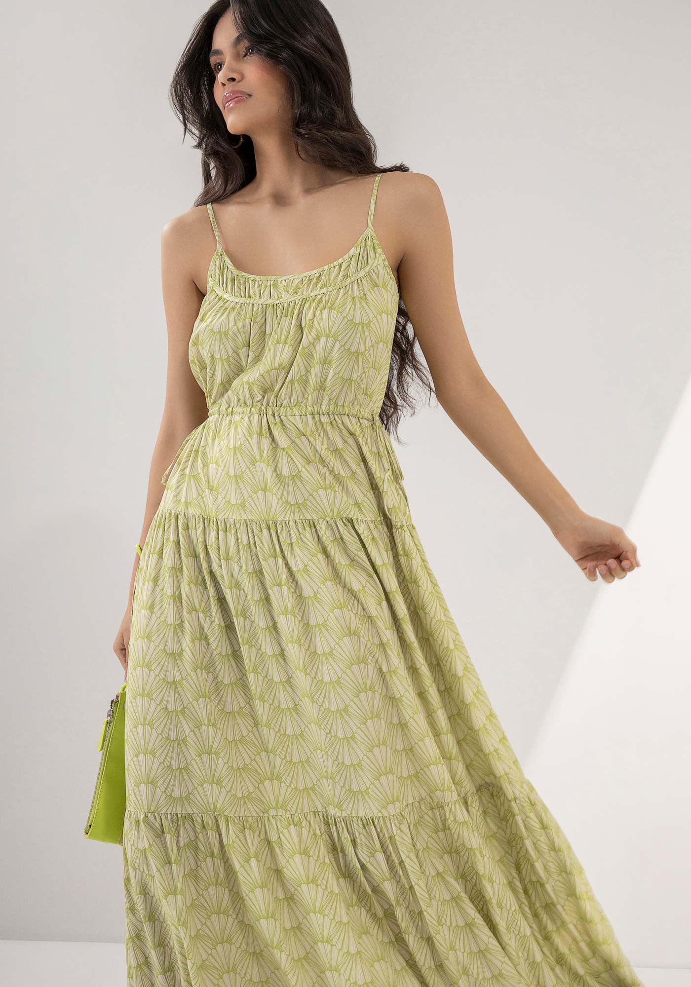 Vestido Longo Estampado com Amarra&ccedil;&atilde;o Cintura, , large.