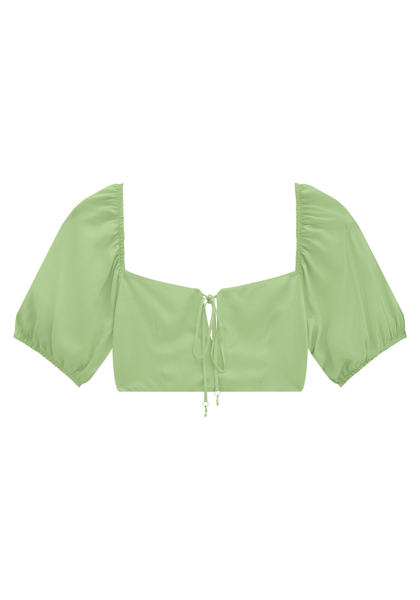 Blusa Cropped em Viscose com Manga Bufante, , large.