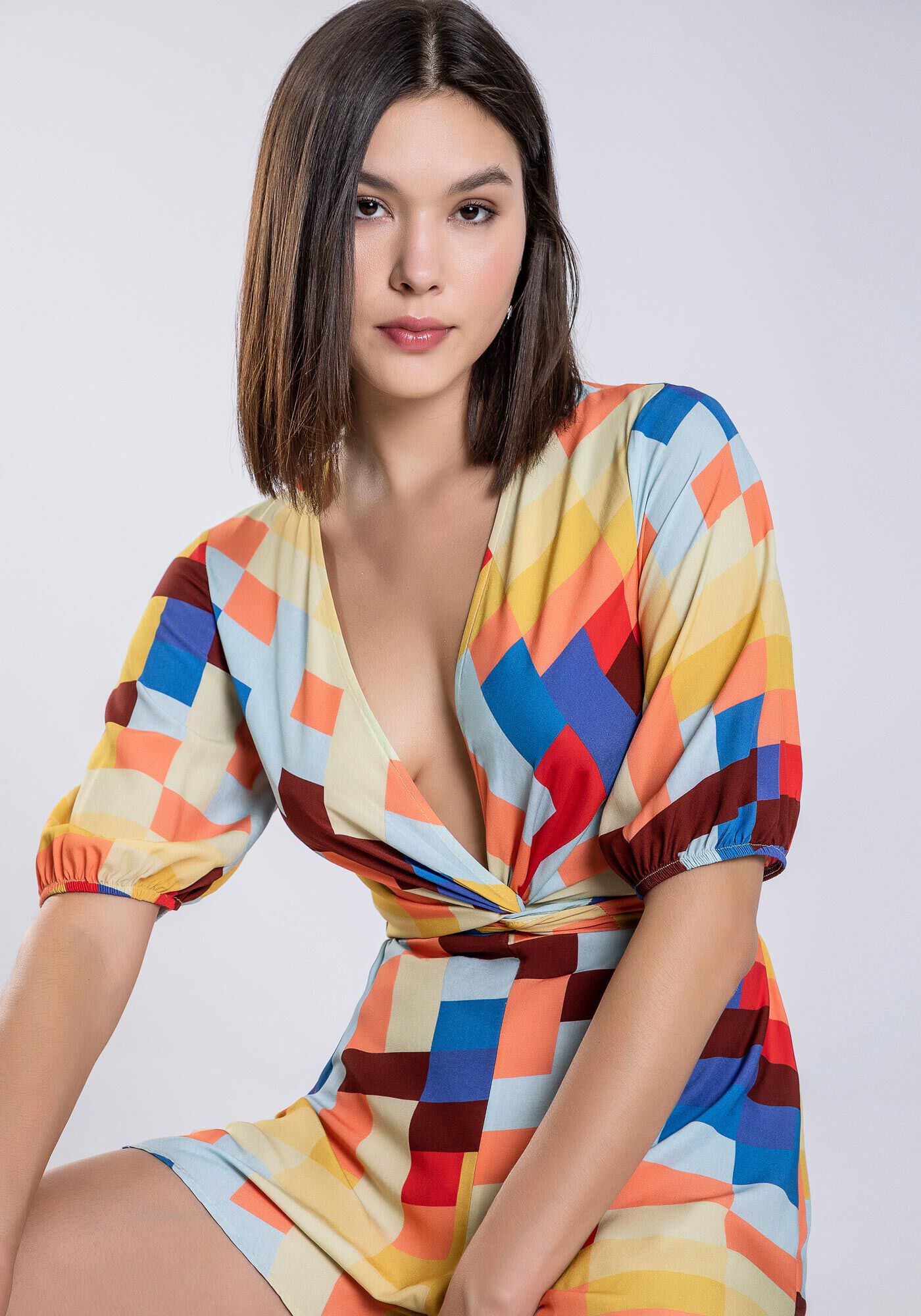 Macac&atilde;o Curto Estampado com Transpasse, BALAO, large.