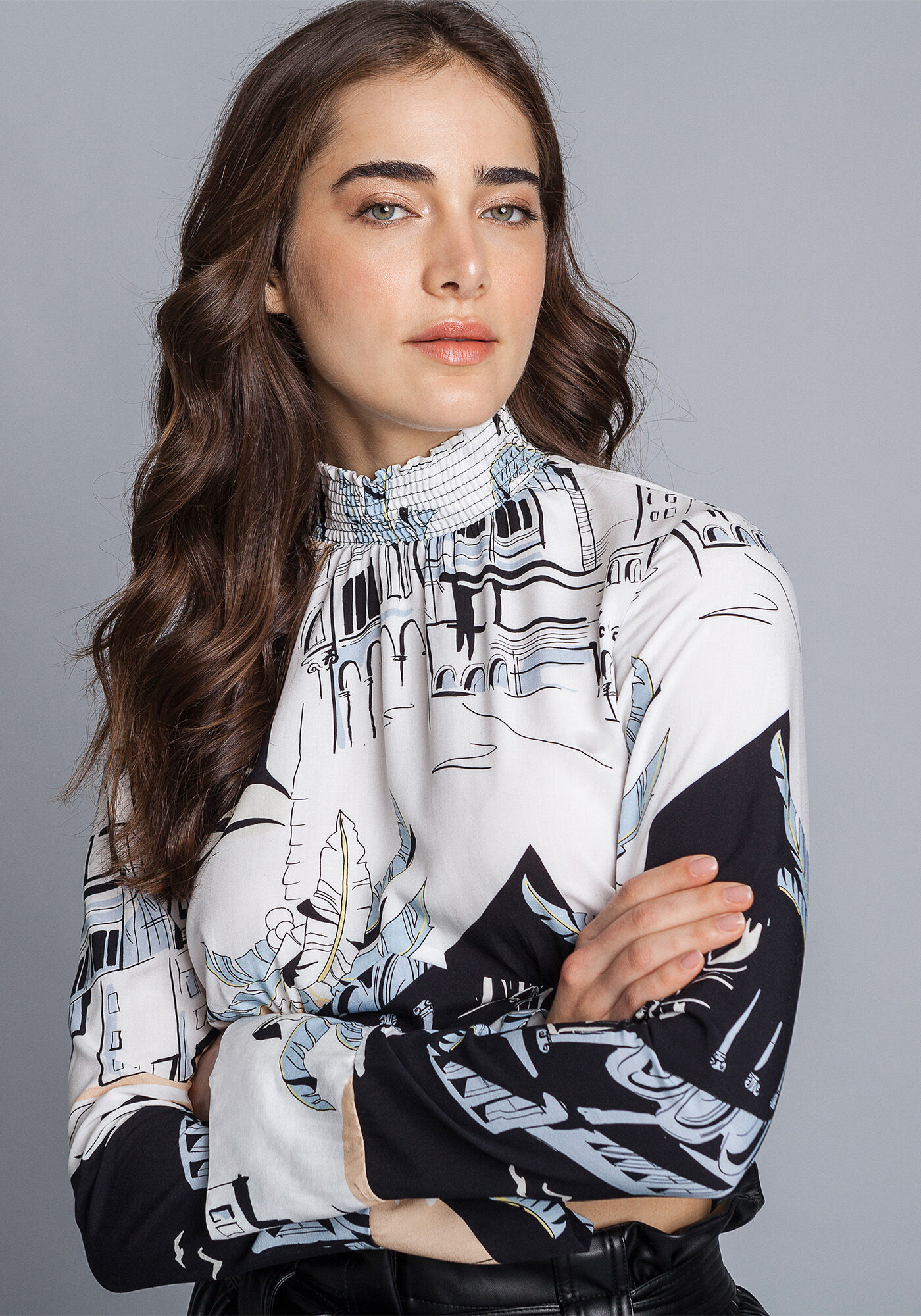 Blusa Cropped Gola Alta, , large.