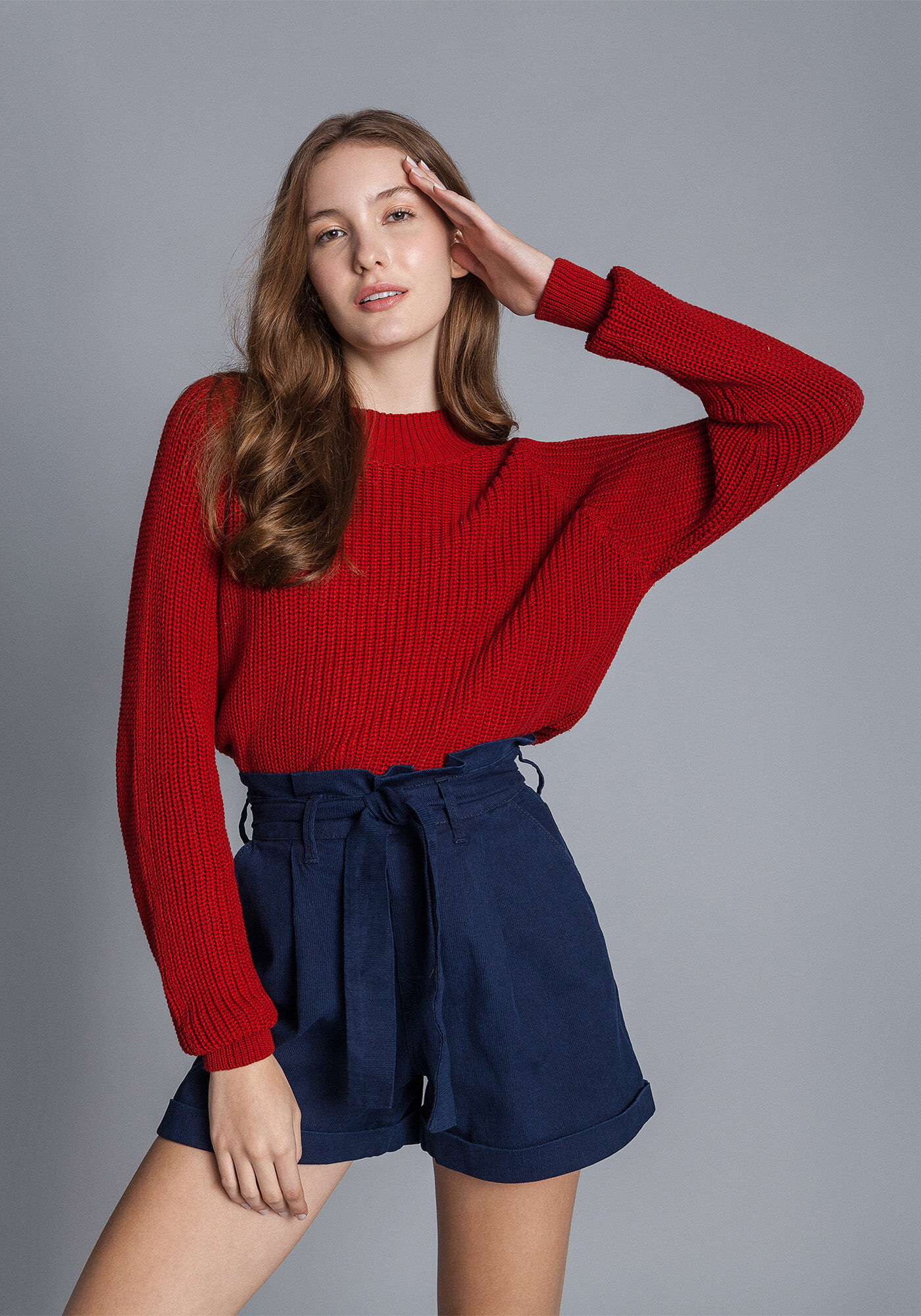 Shorts Clochard com Cinto, JEANS, large.