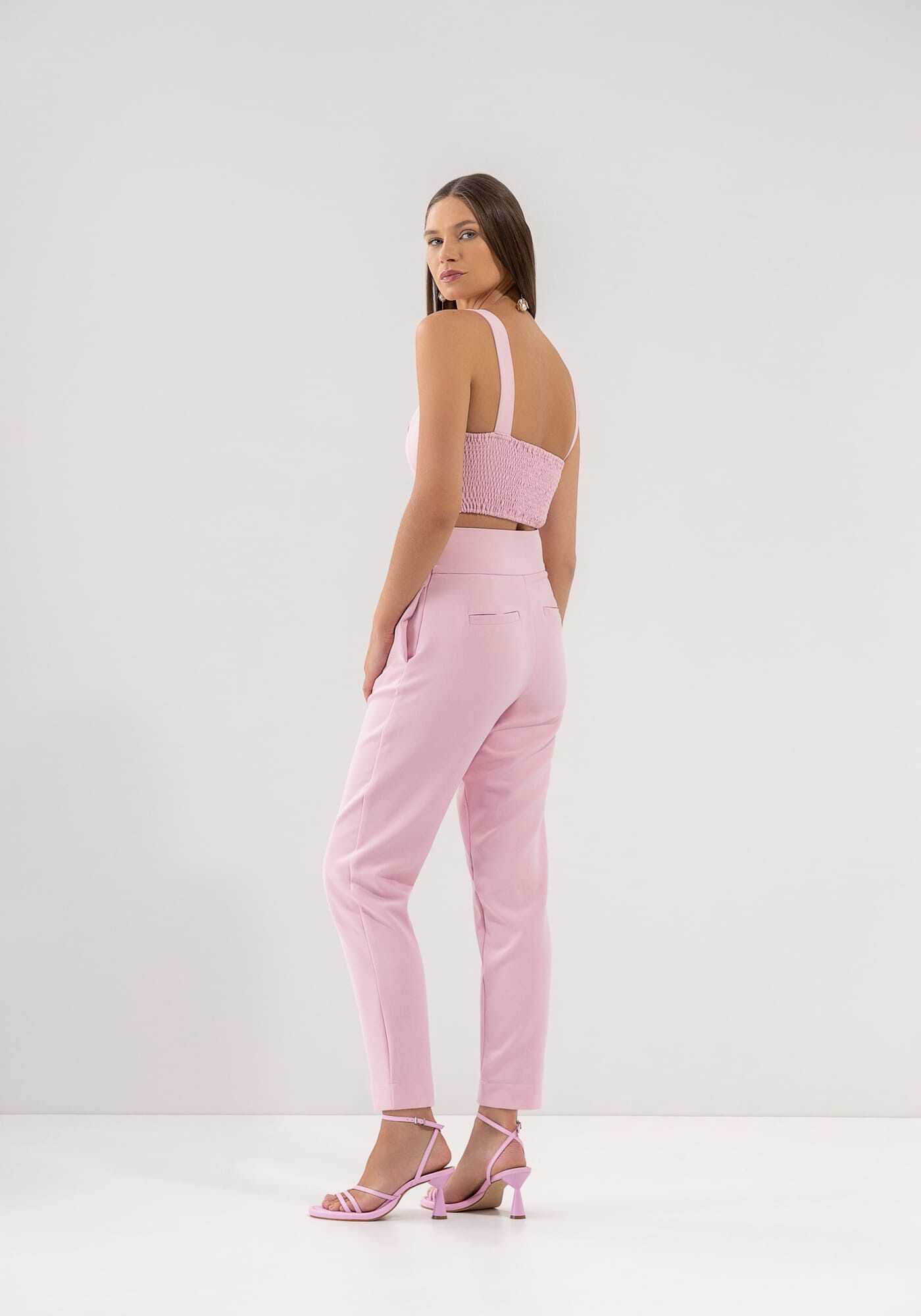 Blusa Cropped Decote Reto com Lastex Costas, , large.