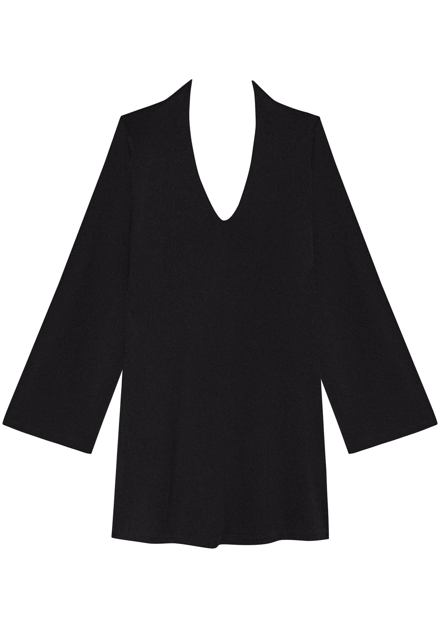 Vestido Curto De Mangas Longas Em Malha Com Fios De Lurex, , large.