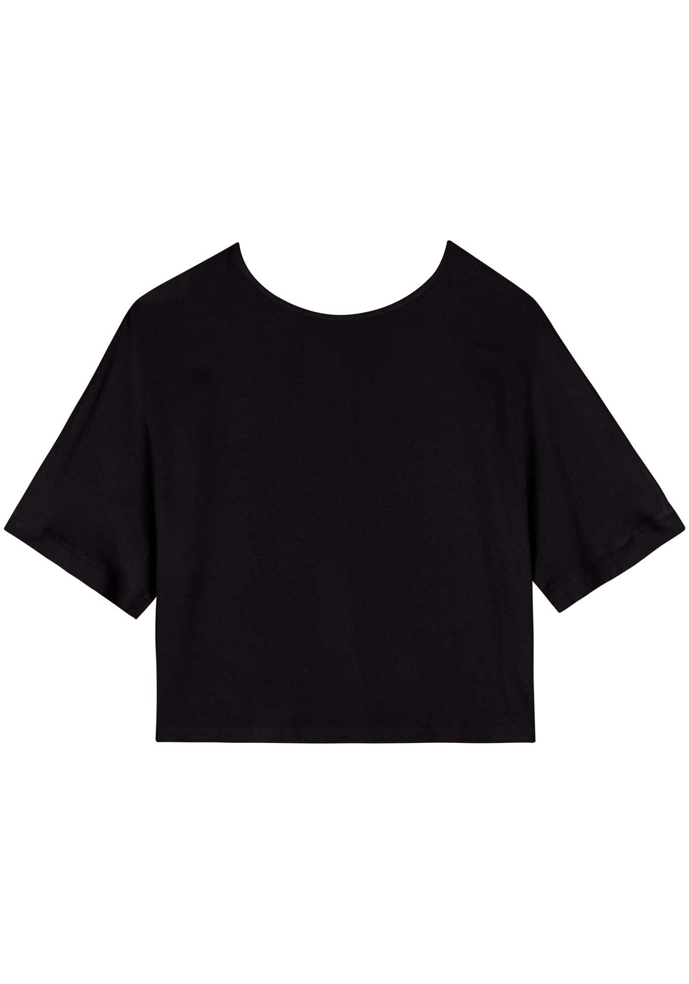 Blusa De Mangas M&eacute;dias Lisa Em Crepe De Viscose, , large.