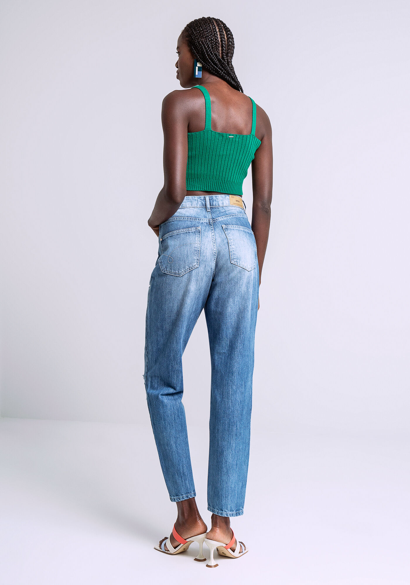Calça cintura alta mom discount