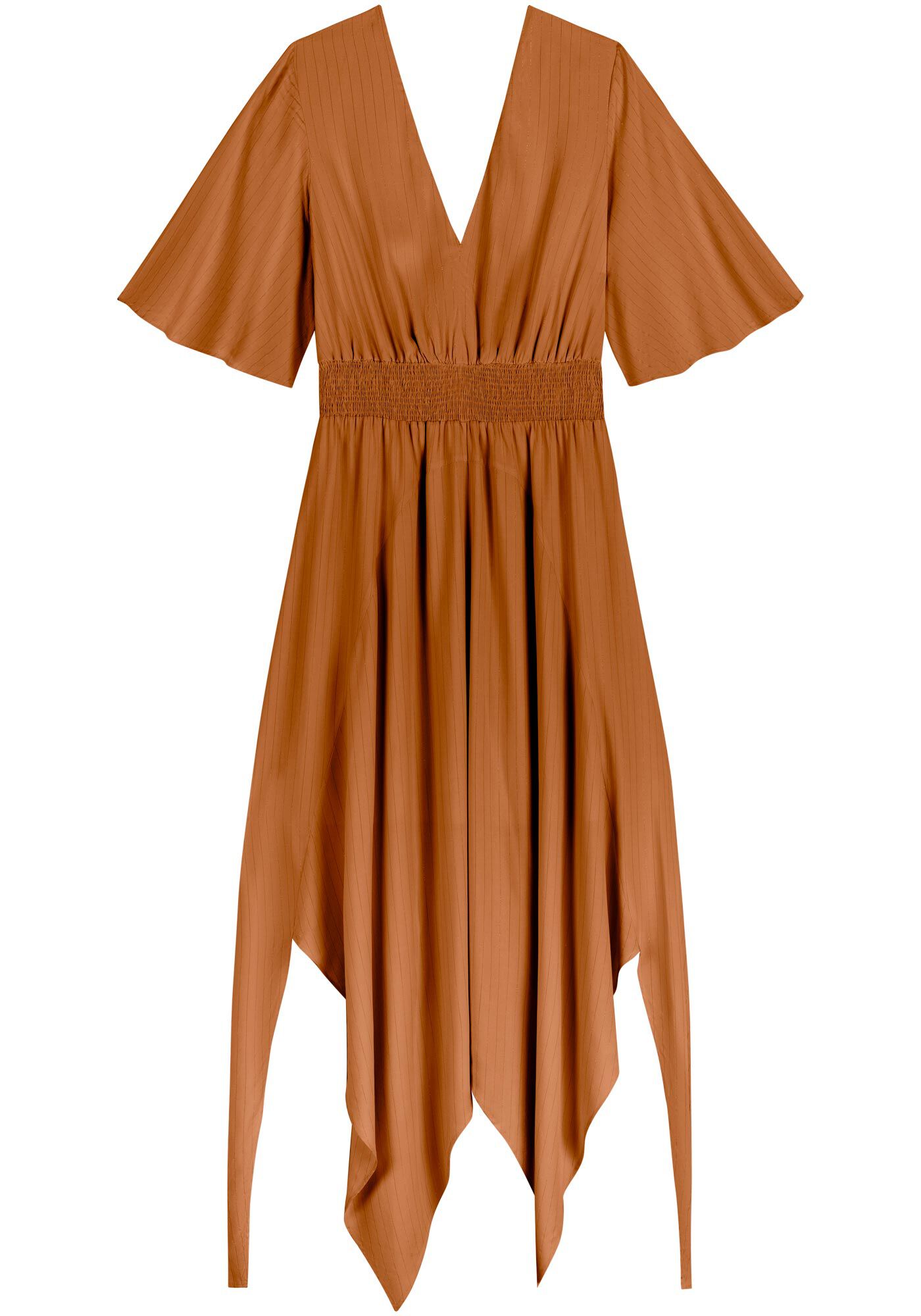 Vestido Longo Fluido Em Viscose Com Fios De Lurex, , large.