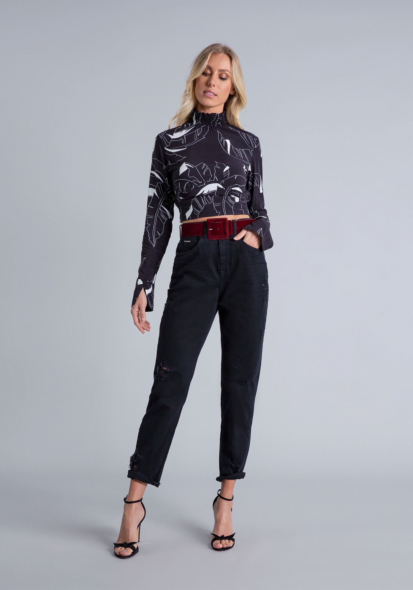 Blusa Cropped Gola Alta, , large.