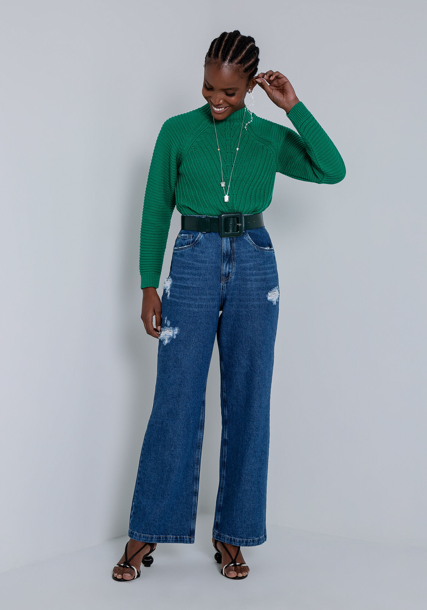 Cal&ccedil;a Jeans Wide Leg com Cintura Super Alta, , large.