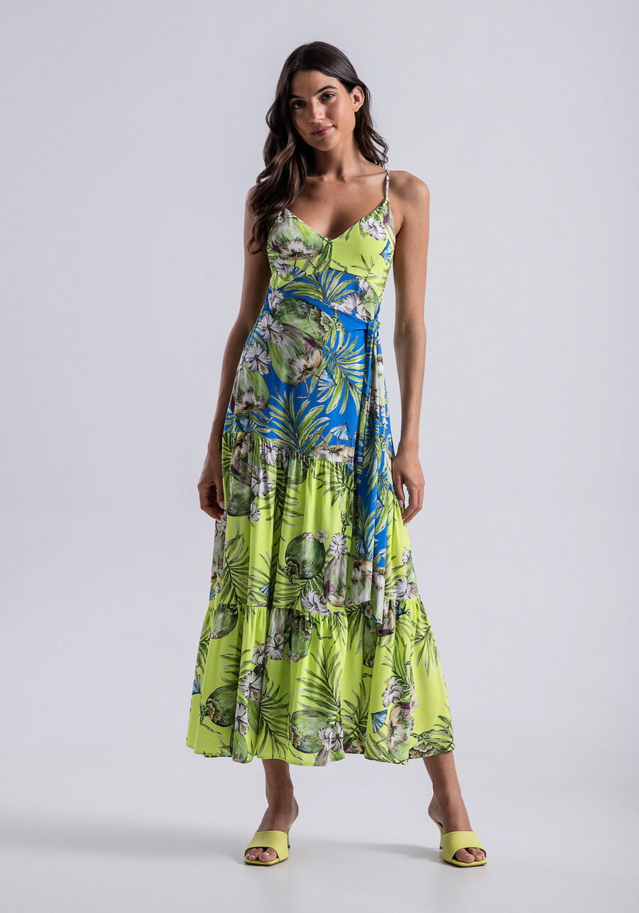 Vestido Midi em Viscose com Recorte Transpassado, AGUA DE COCO. Vestido Midi em Viscose com Recorte Transpassado, AGUA DE COCO, large.