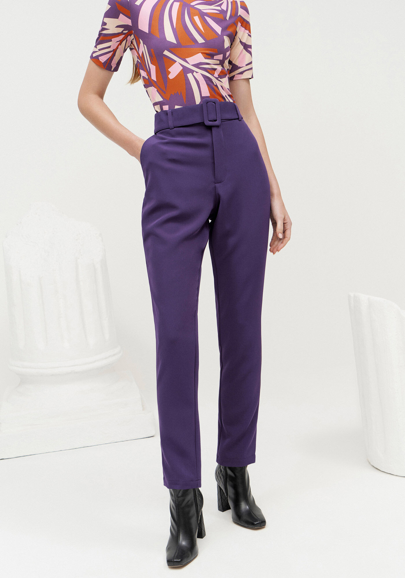 Cal&ccedil;a Reta Alfaiataria com Cinto, , large.