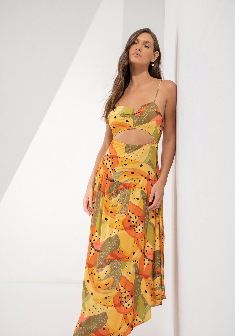 Vestido Midi Assimétrico Estampado com Cut Out, . Vestido Midi Assimétrico Estampado com Cut Out, , large.