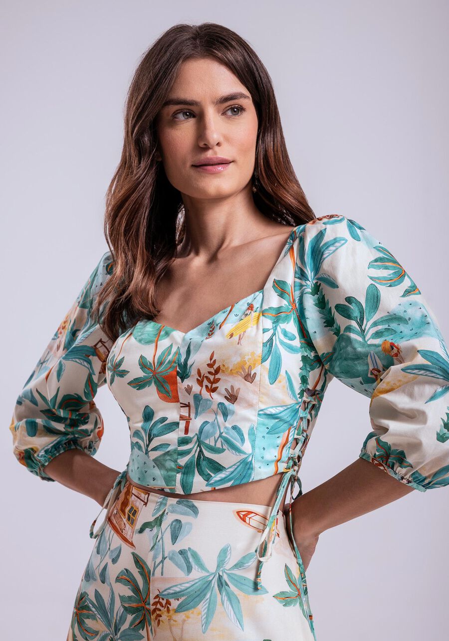 Blusa Manga Bufante com Lace Up, . Blusa Manga Bufante com Lace Up, , large.