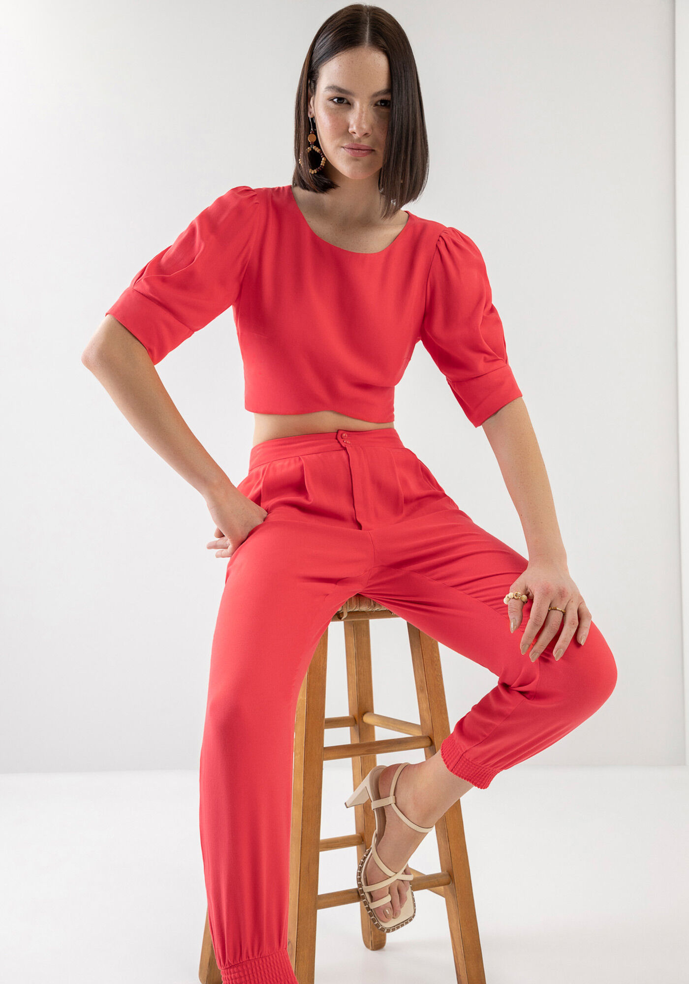 Cal&ccedil;a Carrot em Viscose com Punho Barra, , large.