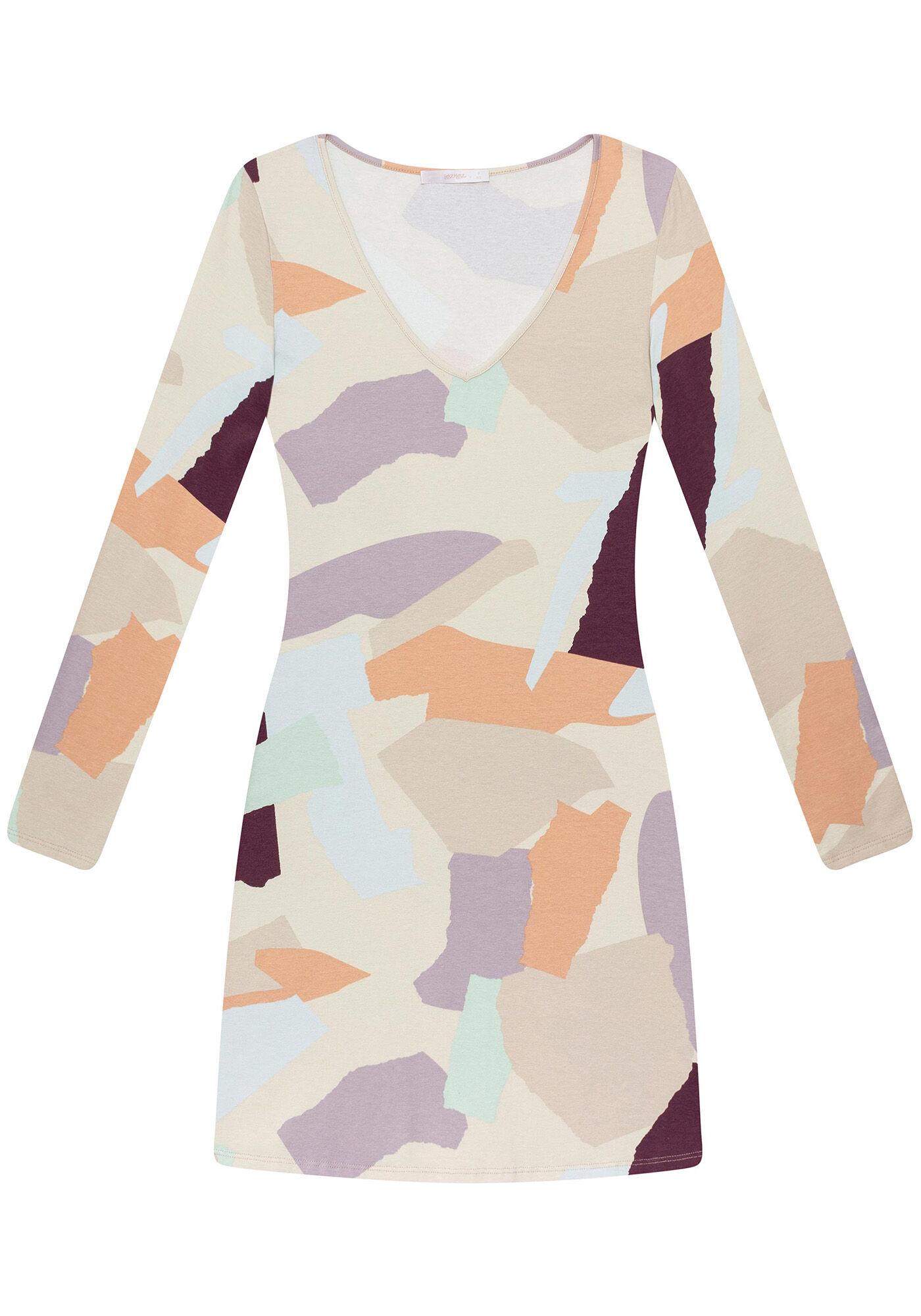 Vestido Manga Longa Decote V, , large.