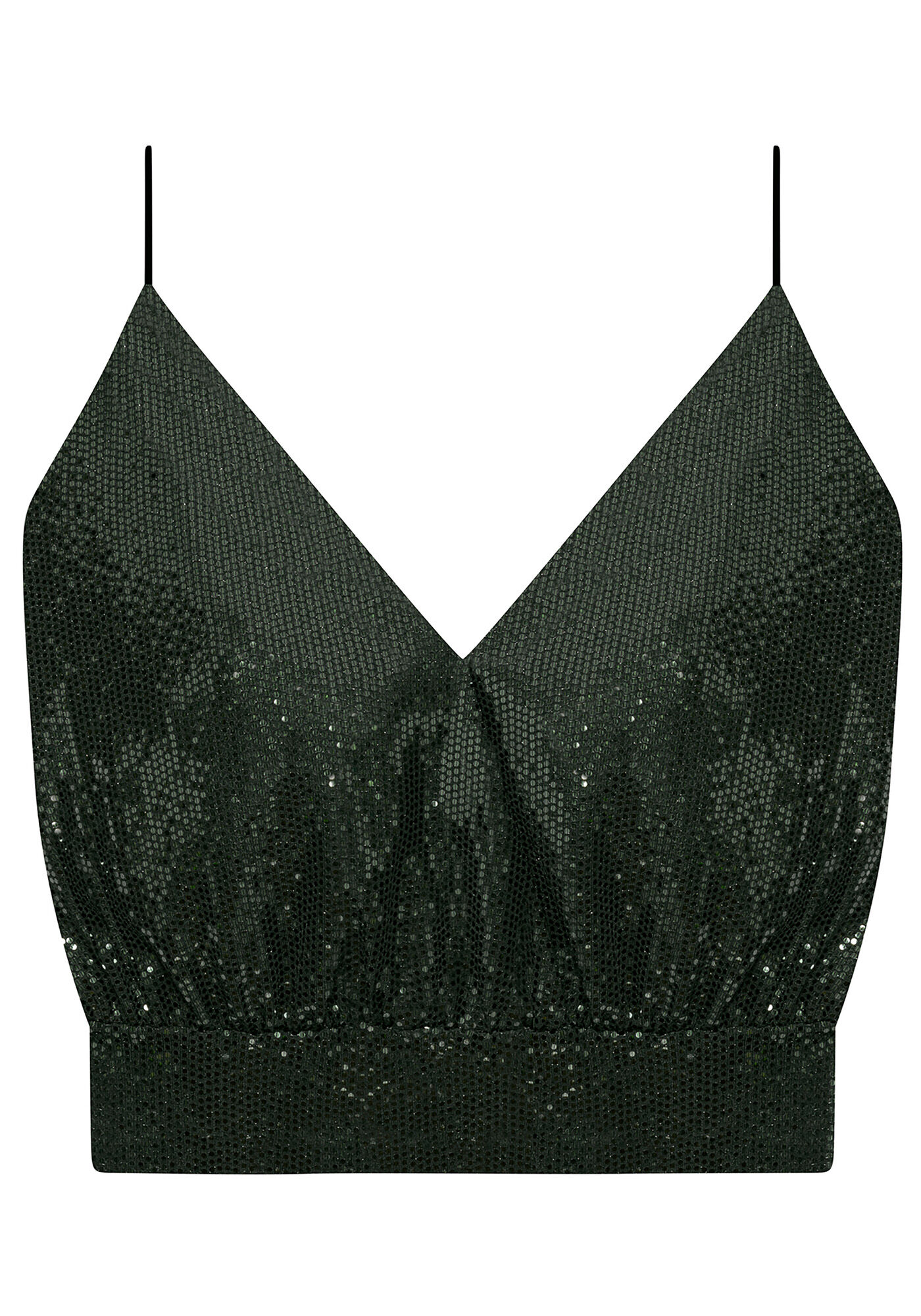 Blusa Cropped de Al&ccedil;a Fina Paet&ecirc; Glam, VERDE, large.