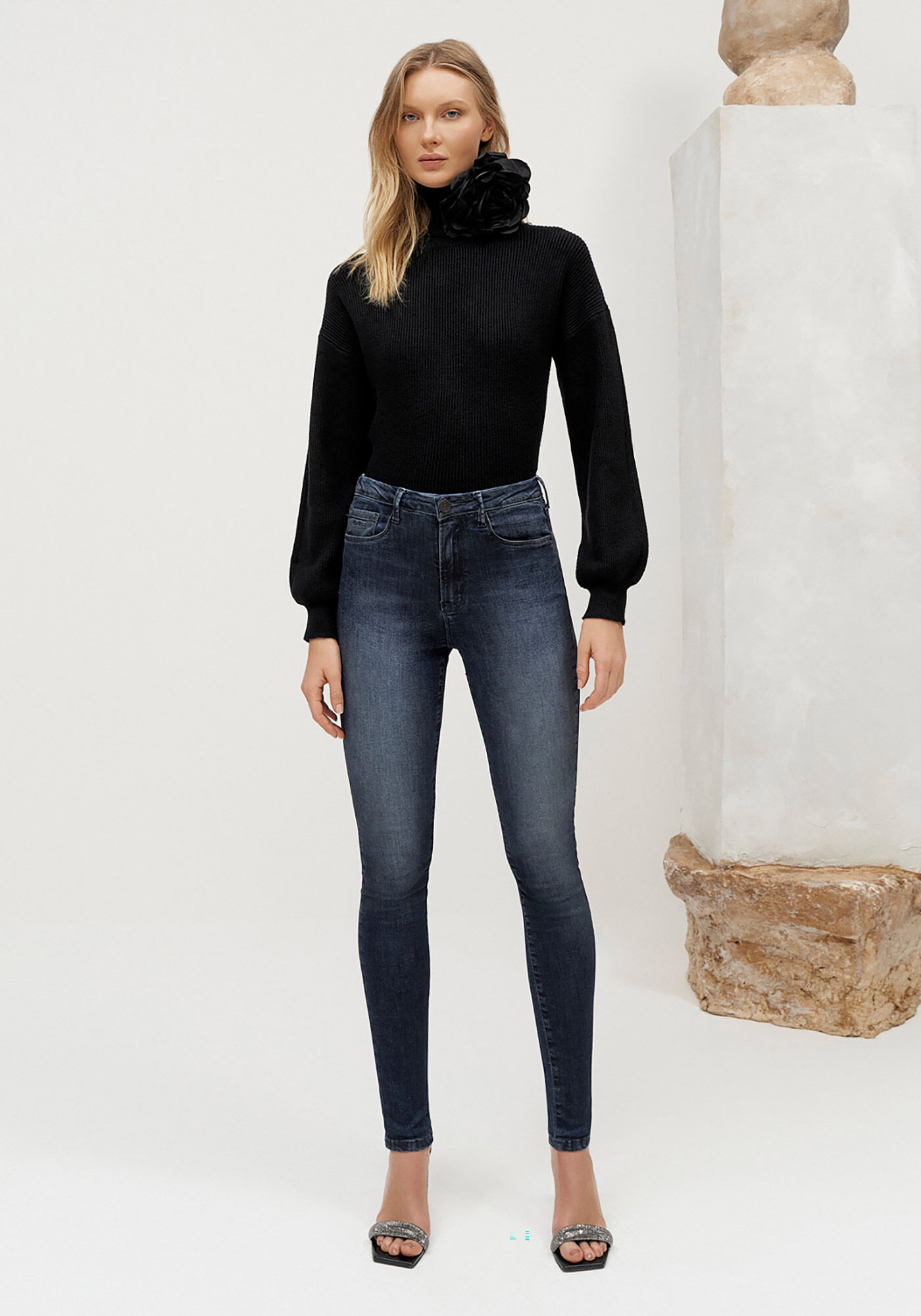 Cal&ccedil;a Jeans Skinny com Cintura Alta, JEANS, large.