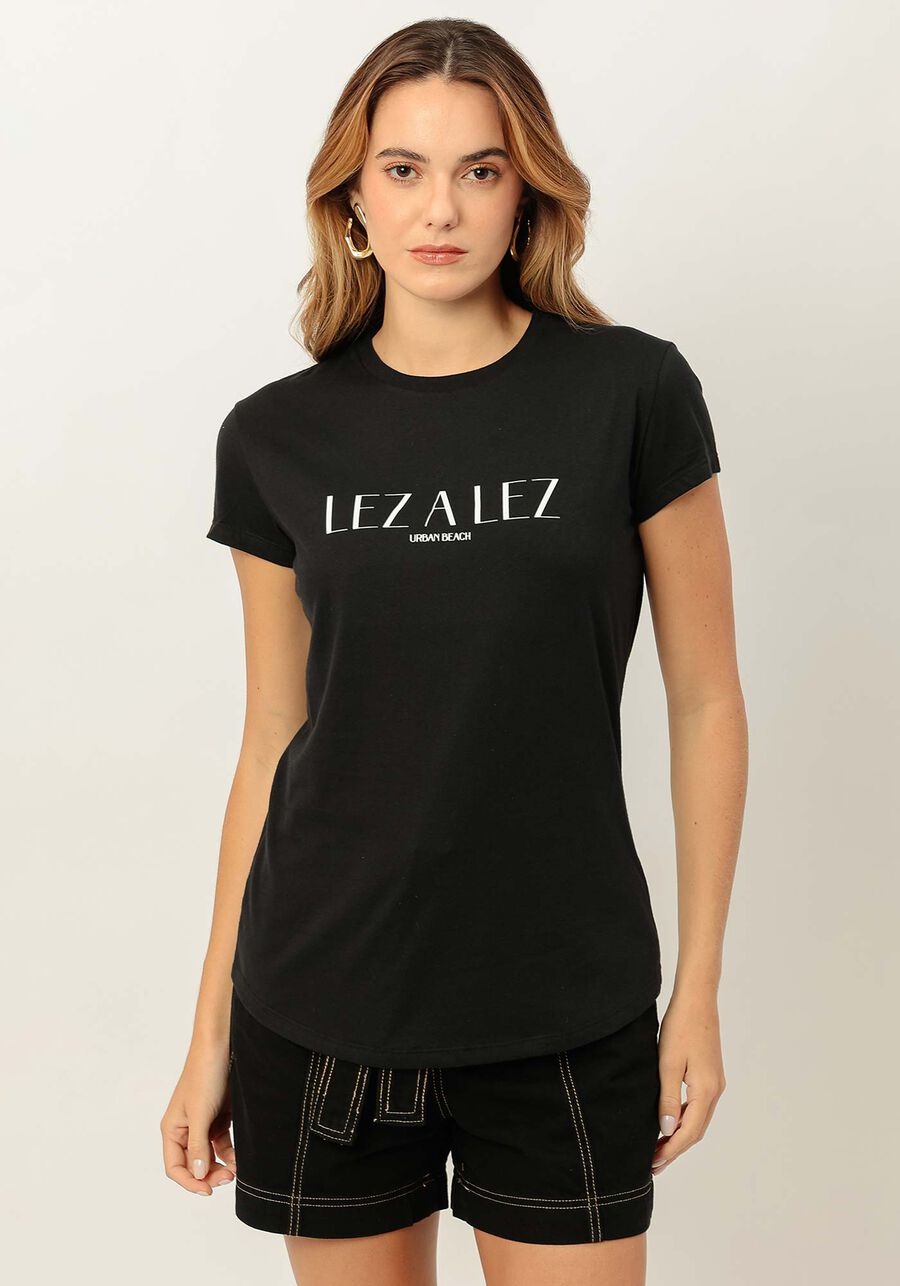 T-shirt em Malha com Estampa Lez a Lez, . T-shirt em Malha com Estampa Lez a Lez, , large.