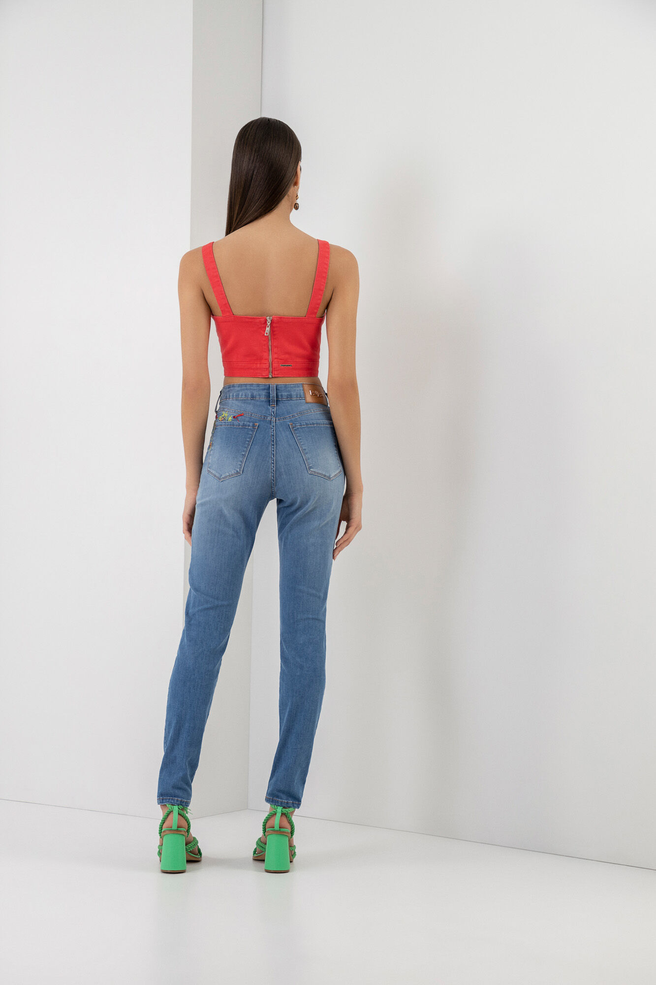 Cal&ccedil;a Jeans Skinny Super Alta Every Day Bordada, , large.