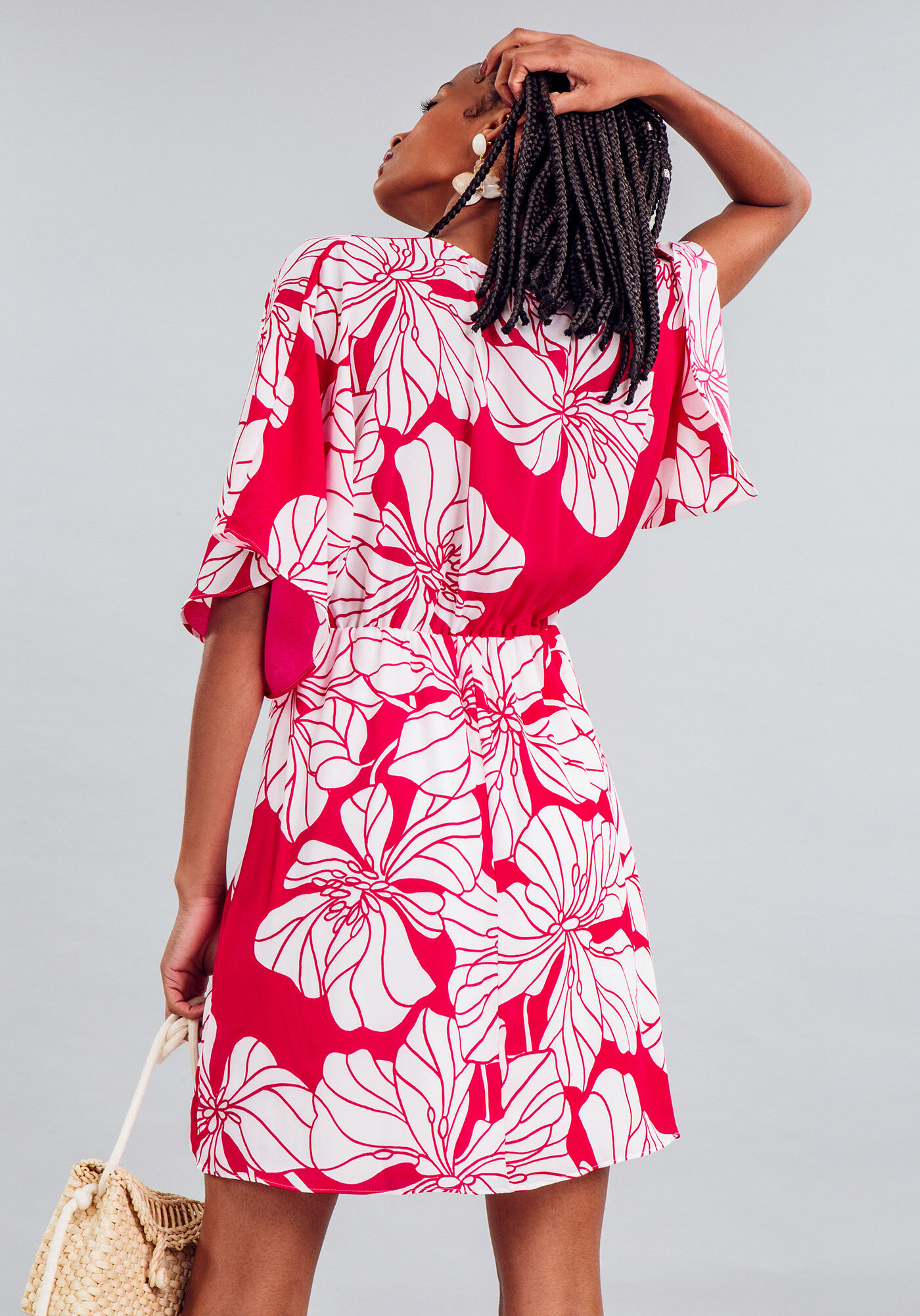 Vestido Tecido Crepe Chiffon Curto, , large.