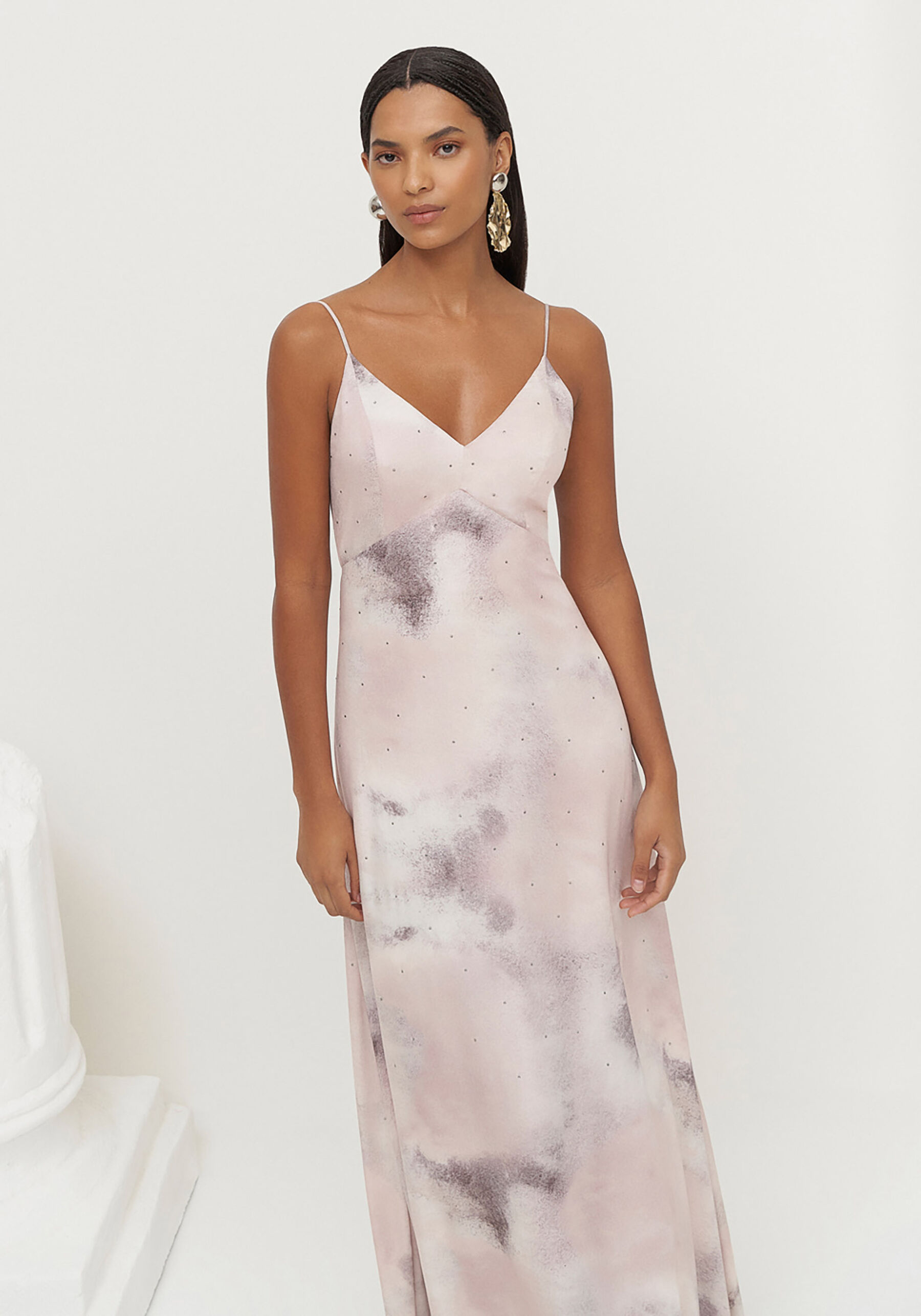 Vestido Longo Estampado com Strass, INK. Vestido Longo Estampado com Strass, INK, large.