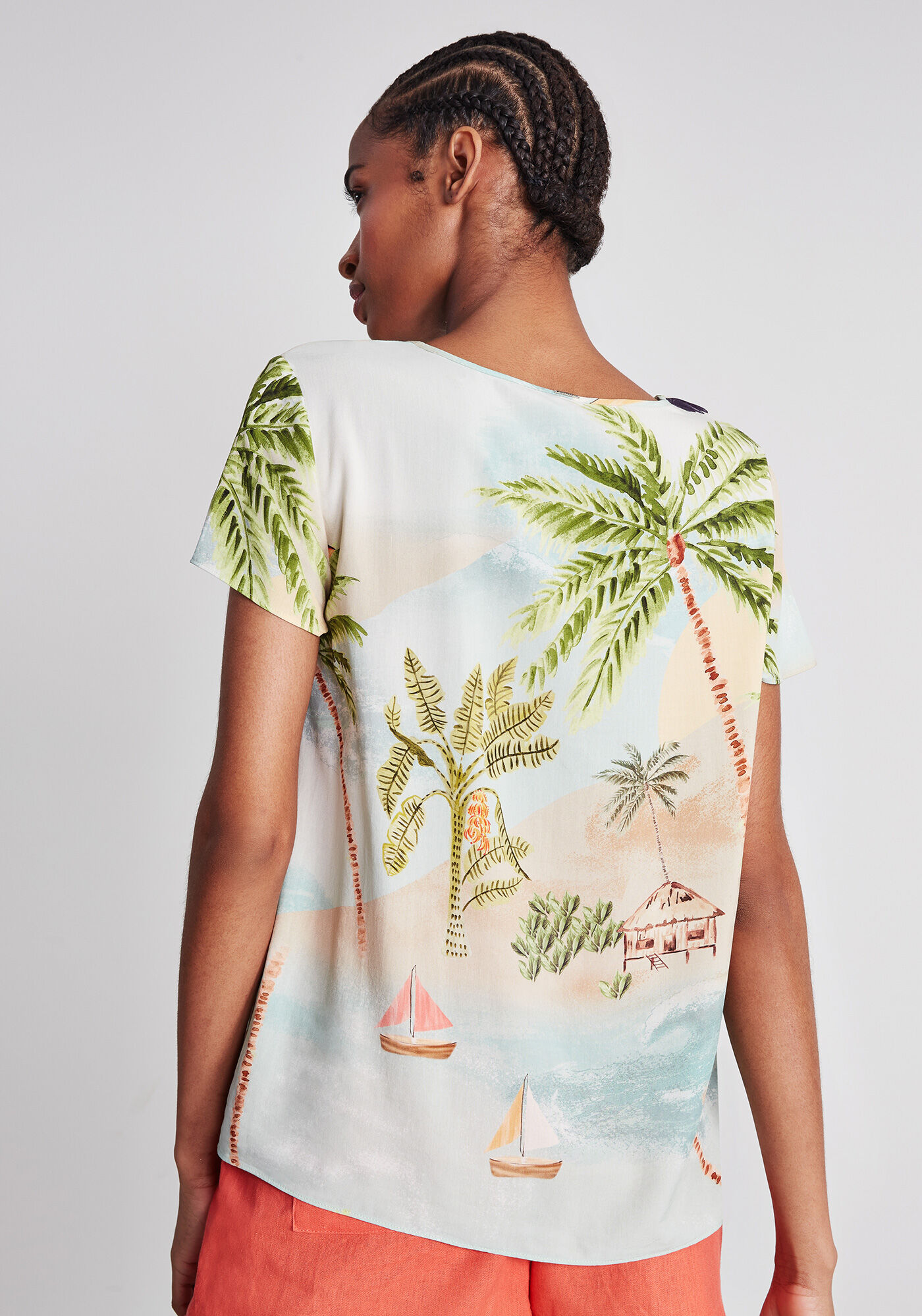 Blusa Manga Curta Estampa Axe, , large.