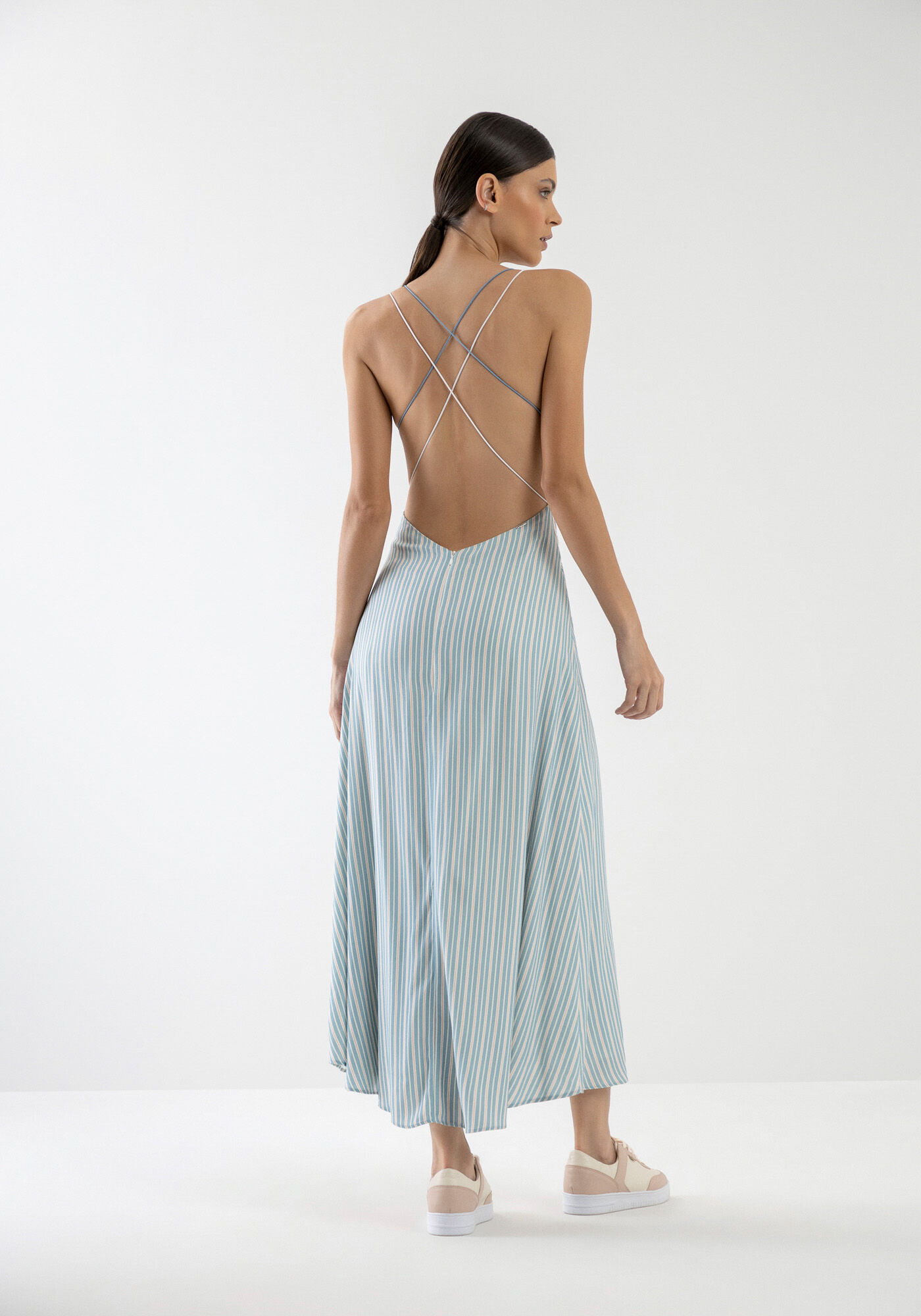 Vestido Midi Estampado com Bordado Luas, , large.