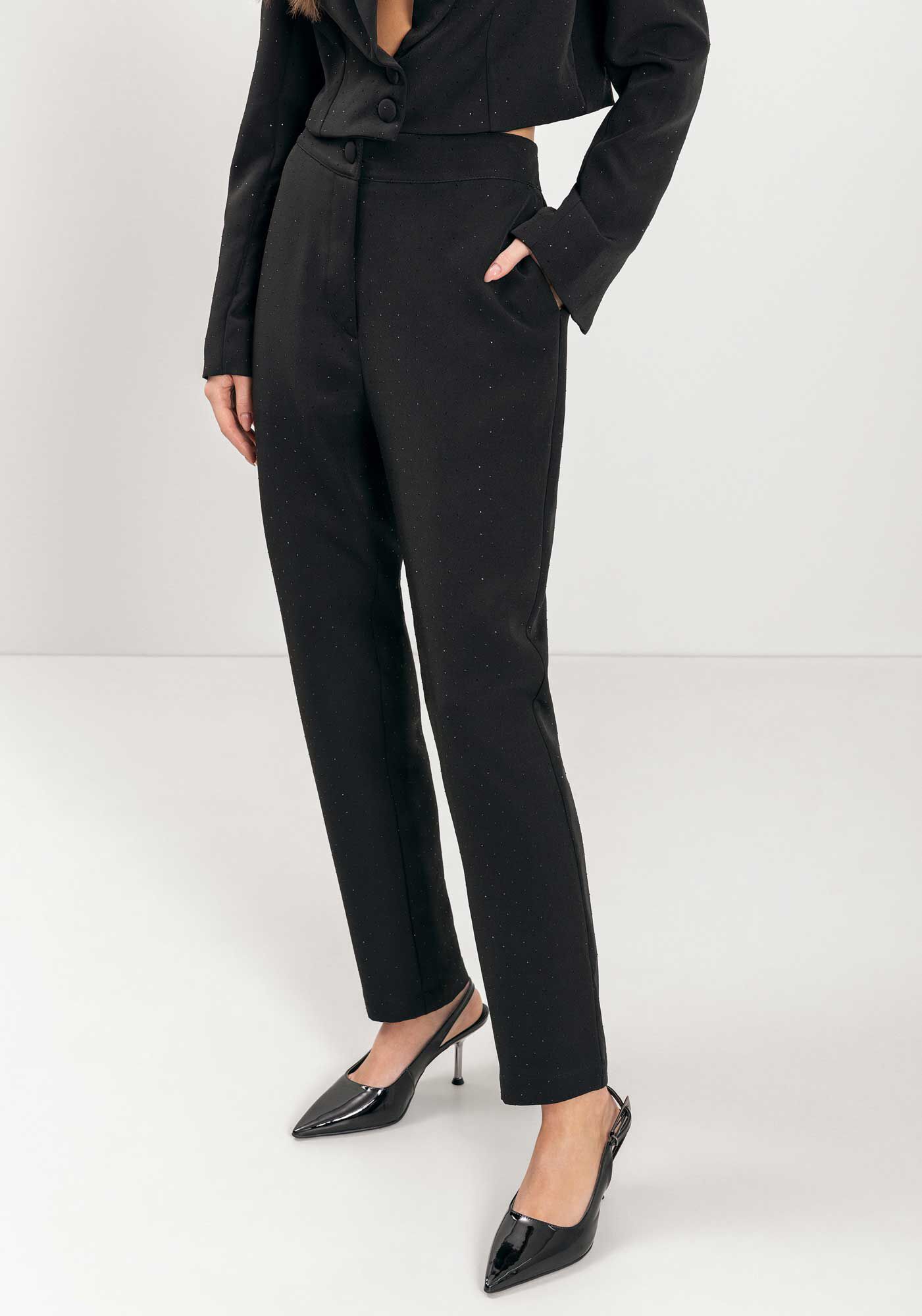 Cal&ccedil;a Carrot De Cintura Alta Com Strass, , large.