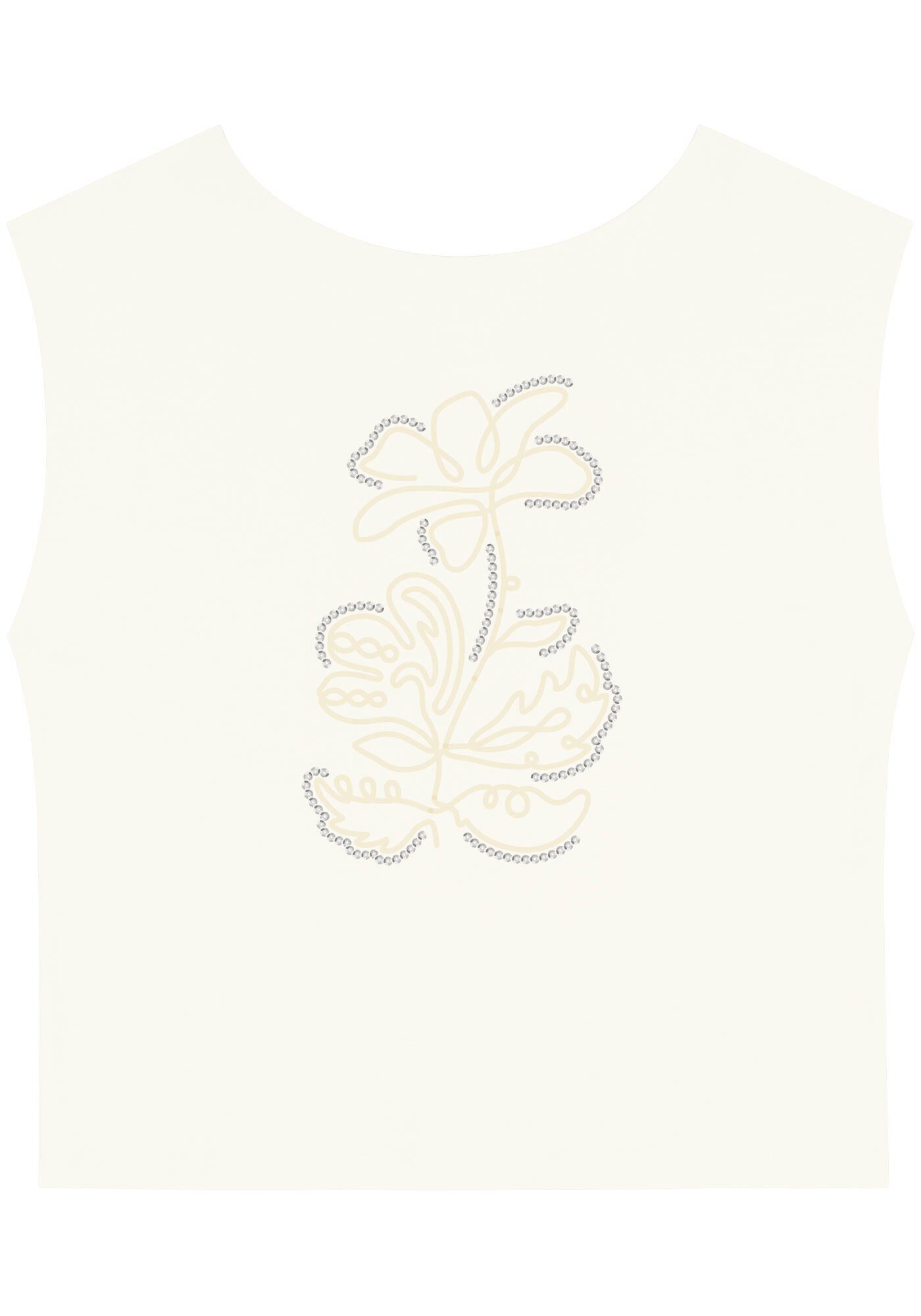 Blusa Sem Mangas Com Decote Canoa E Bordado Em Relevo, , large.