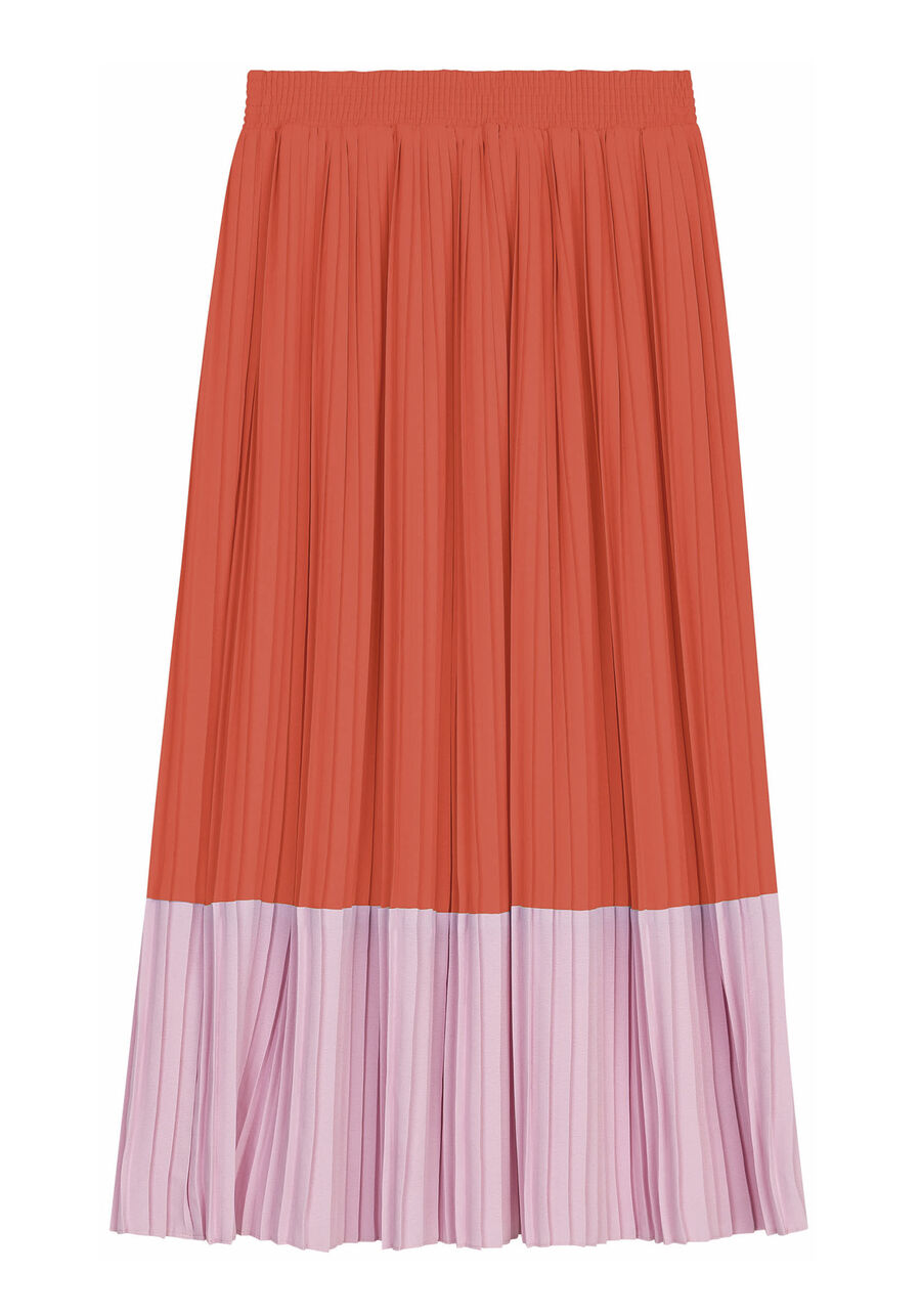 Saia Midi Plissada com Recorte Duo, . Saia Midi Plissada com Recorte Duo, , large.