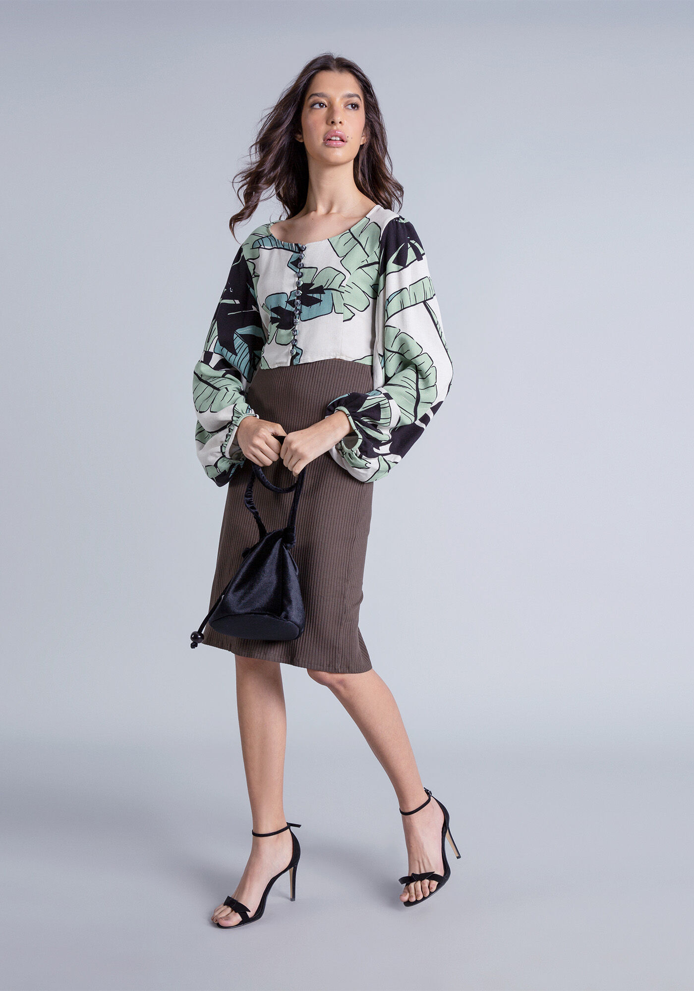 Blusa Cropped Manga Bufante, , large.