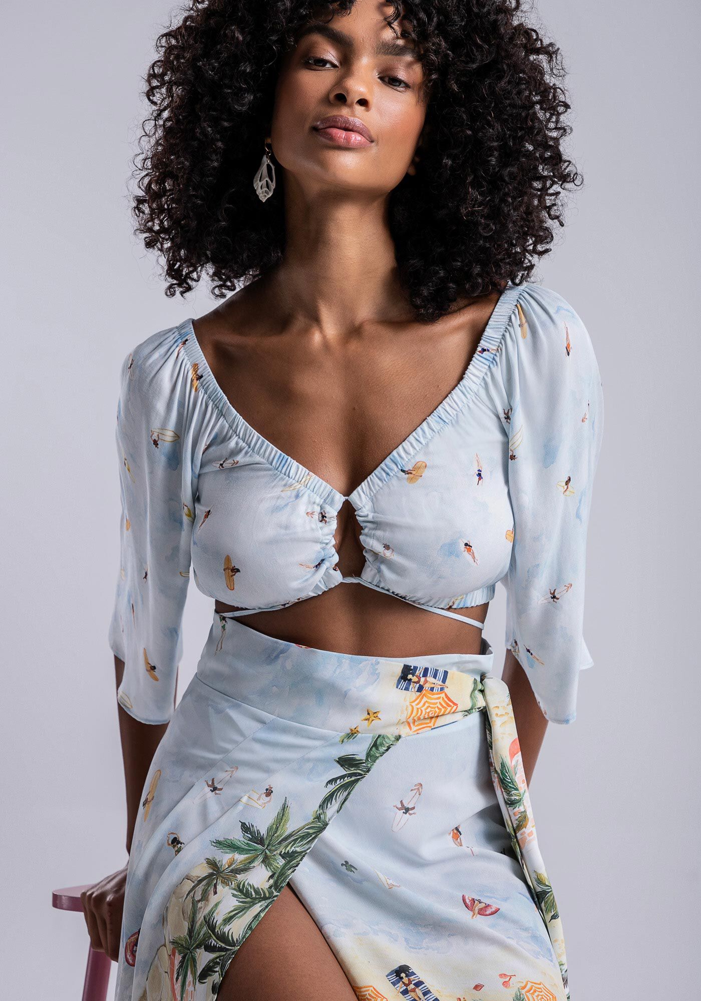 Saia midi tecido deals