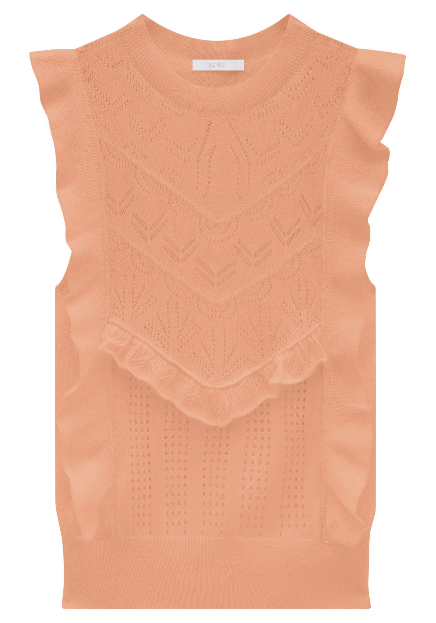 Blusa sem Mangas em Tric&ocirc; com Babados, , large.