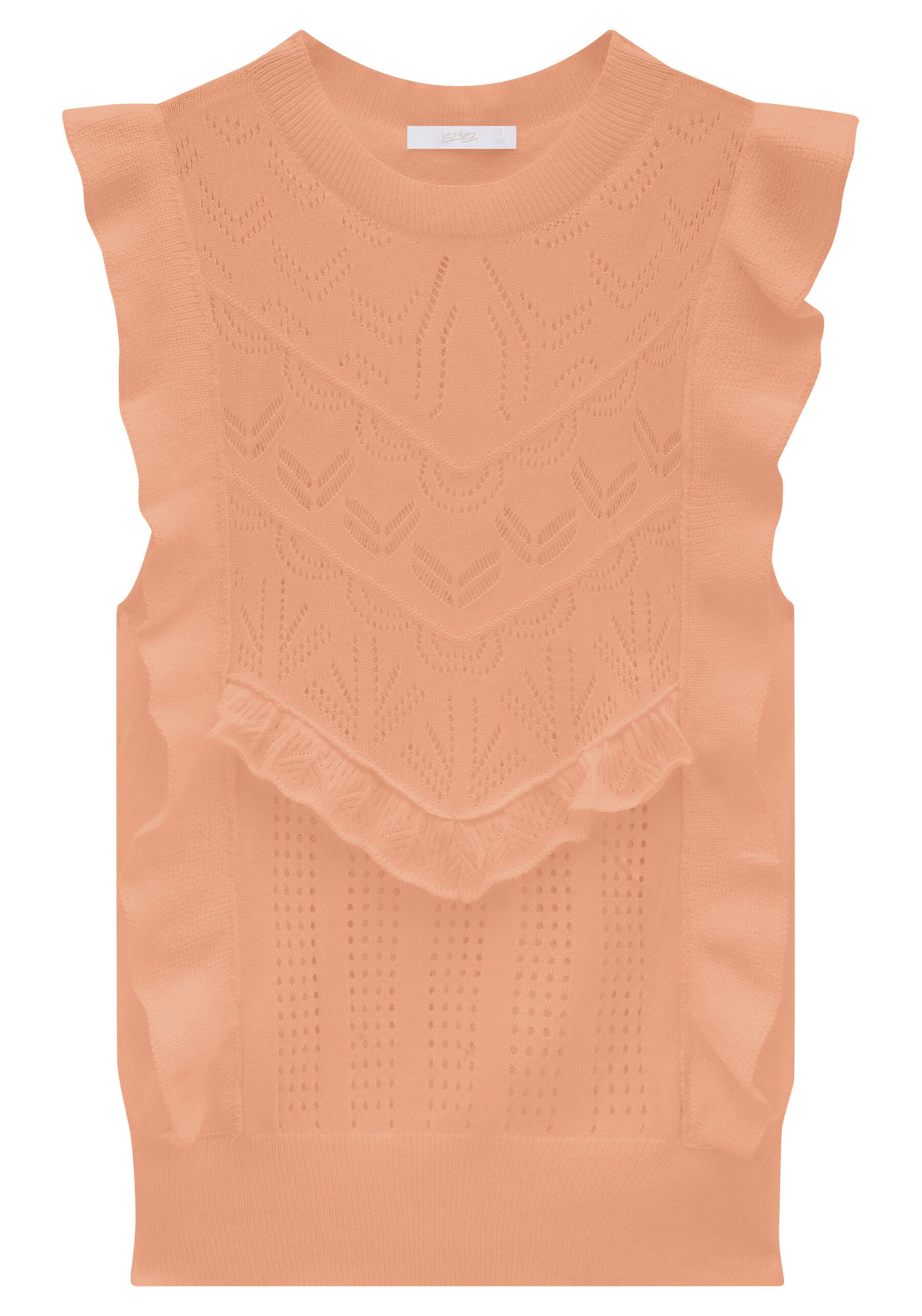 Blusa sem Mangas em Tricô com Babados, . Blusa sem Mangas em Tricô com Babados, , large.