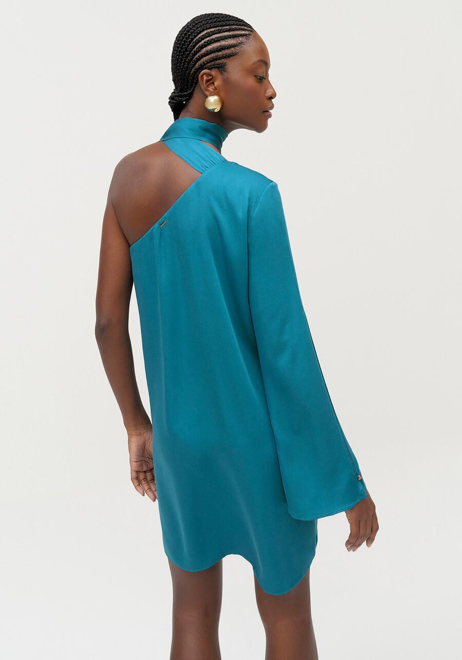 Vestido Curto Ombro Só com Lenço Decote, . Vestido Curto Ombro Só com Lenço Decote, , large.