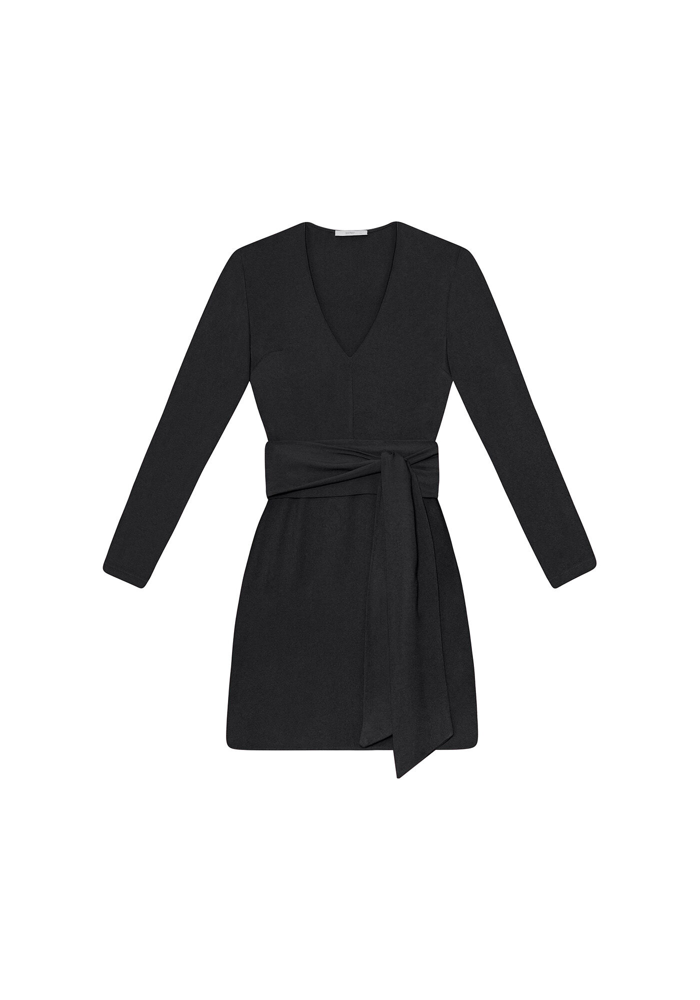 Vestido Curto Manga Longa Faixa, , large.