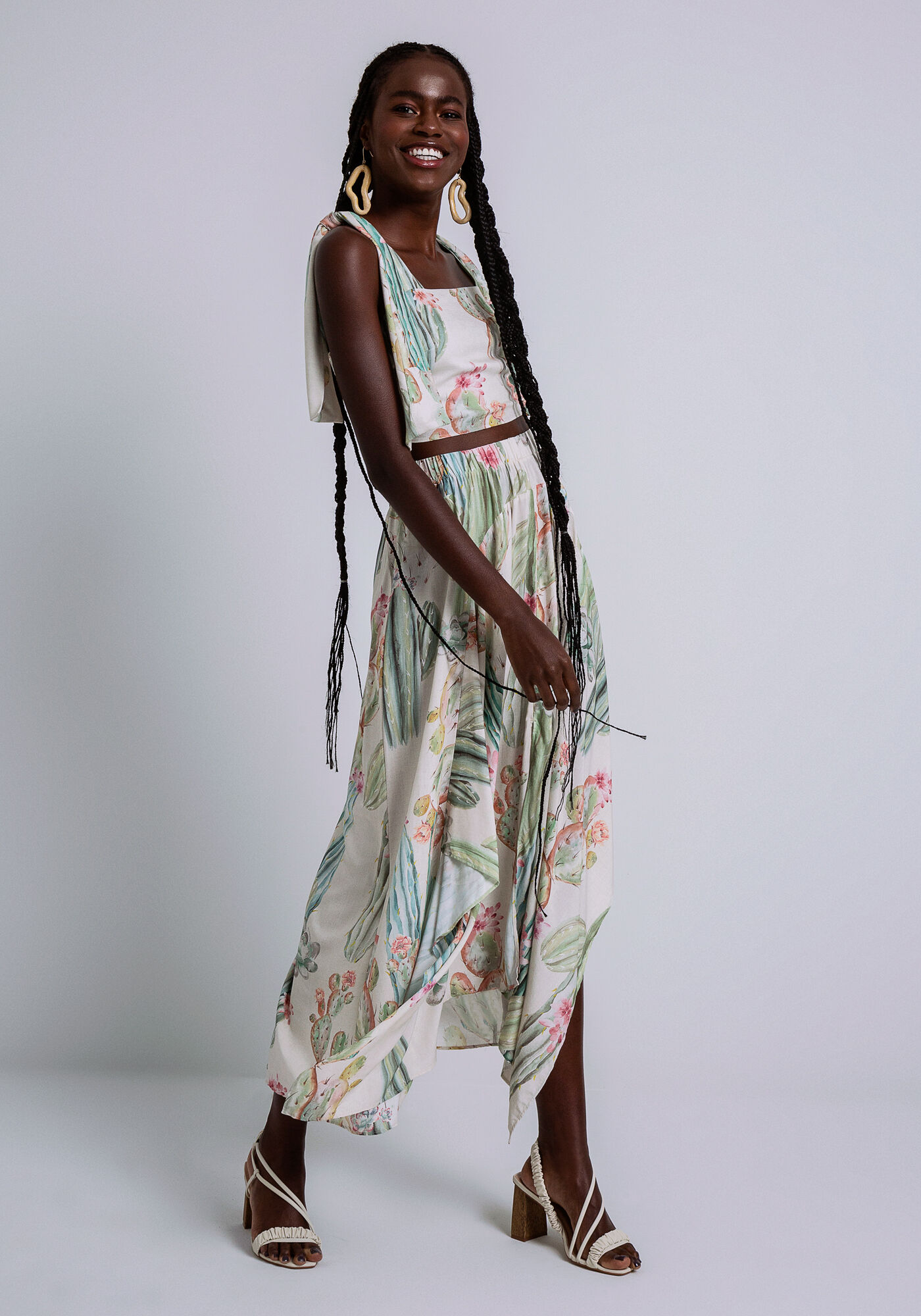 Saia Midi Em Viscose Com Barra Assimetrica Lez A Lez