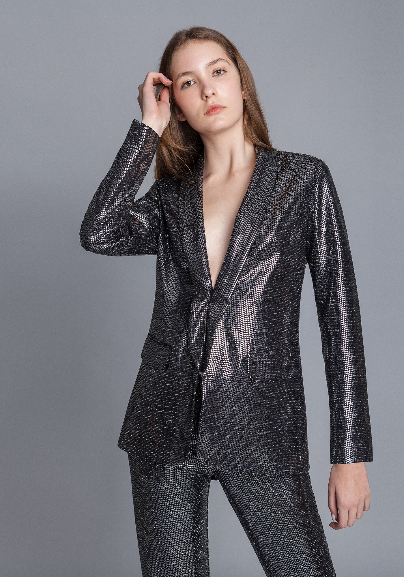 Blazer Abotoamento Paet&ecirc; Glam, , large.