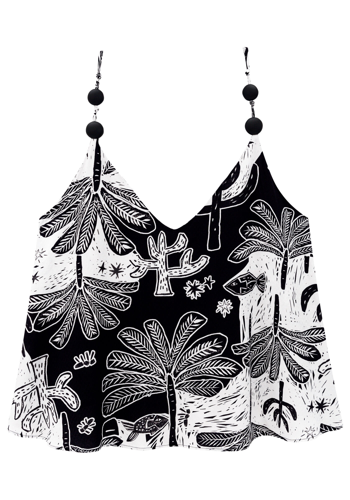 Blusa em Viscose com Detalhe Al&ccedil;as, XILOGRAVURA, large.