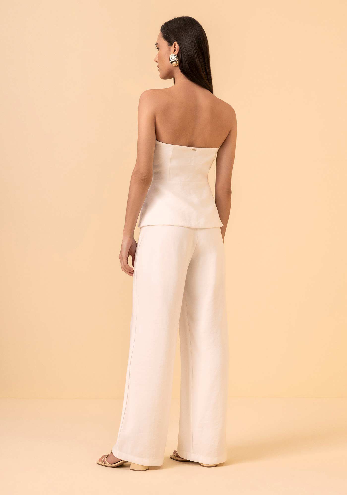 Blusa Assim&eacute;trica Sem Mangas Com Bot&otilde;es E Z&iacute;per, BRANCO OFF WHITE, large.