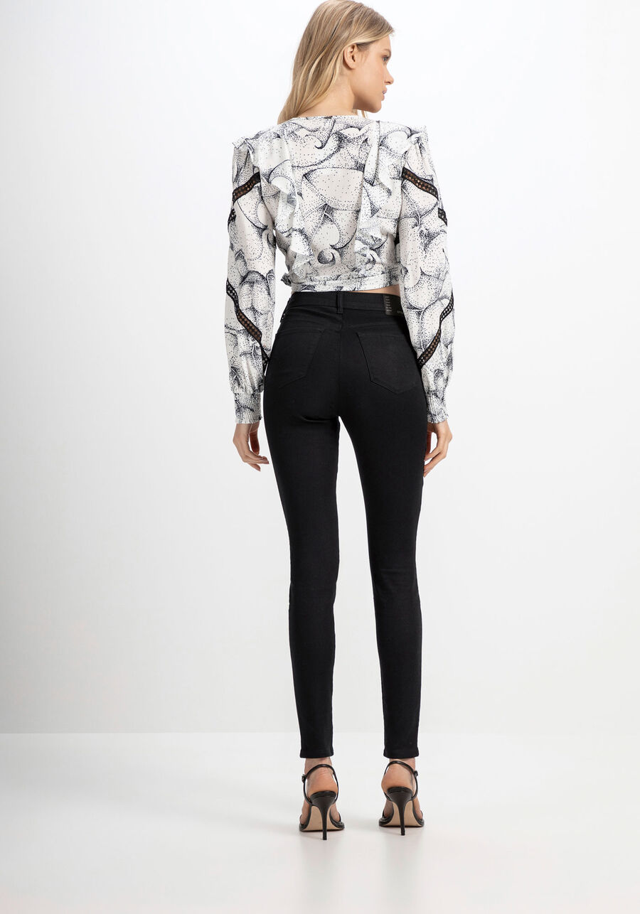 Calça Sarja Skinny Preta com Cintura Super Alta, . Calça Sarja Skinny Preta com Cintura Super Alta, , large.