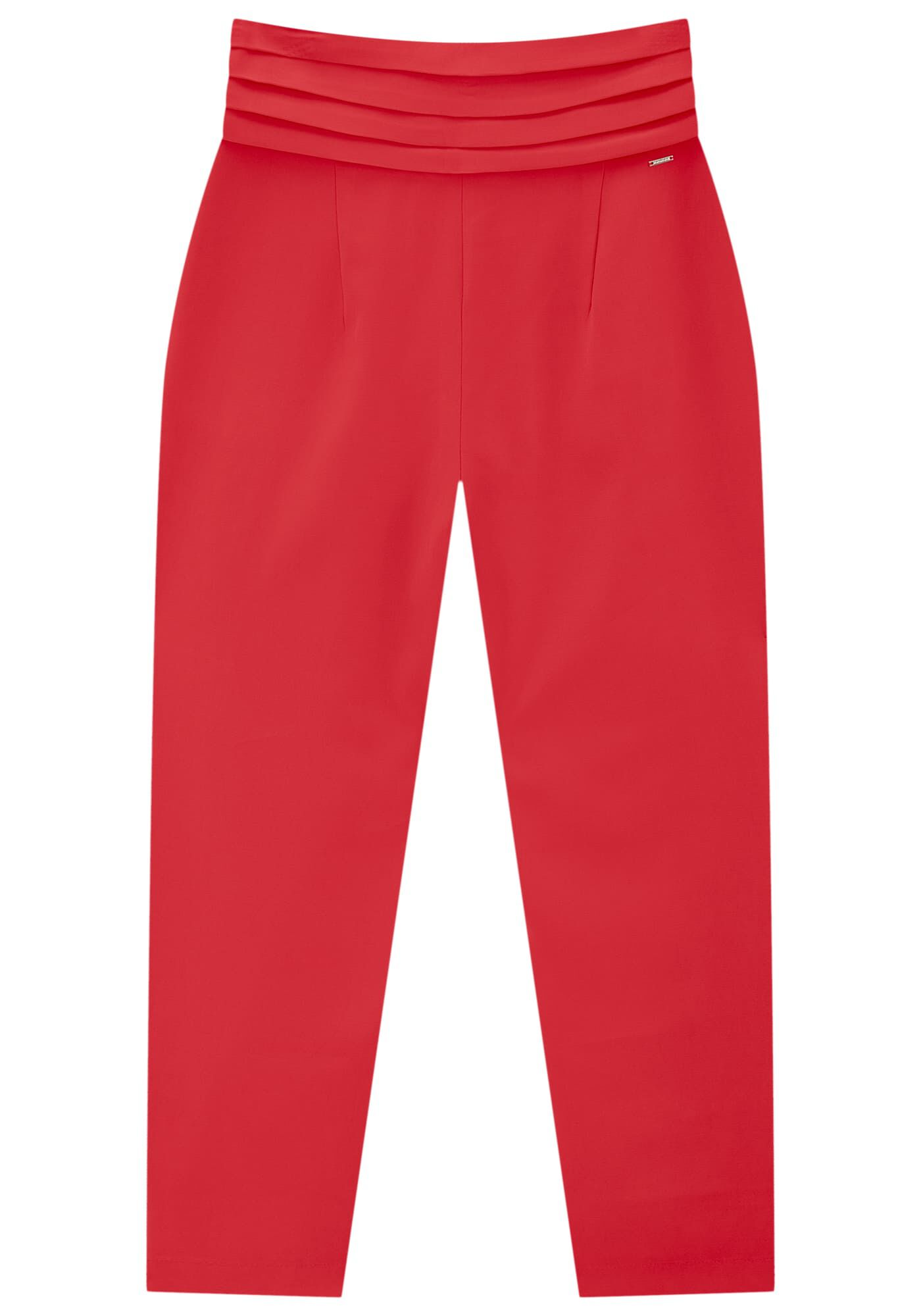 Cal&ccedil;a Reta em Tecido Plano com Pregas C&oacute;s, , large.