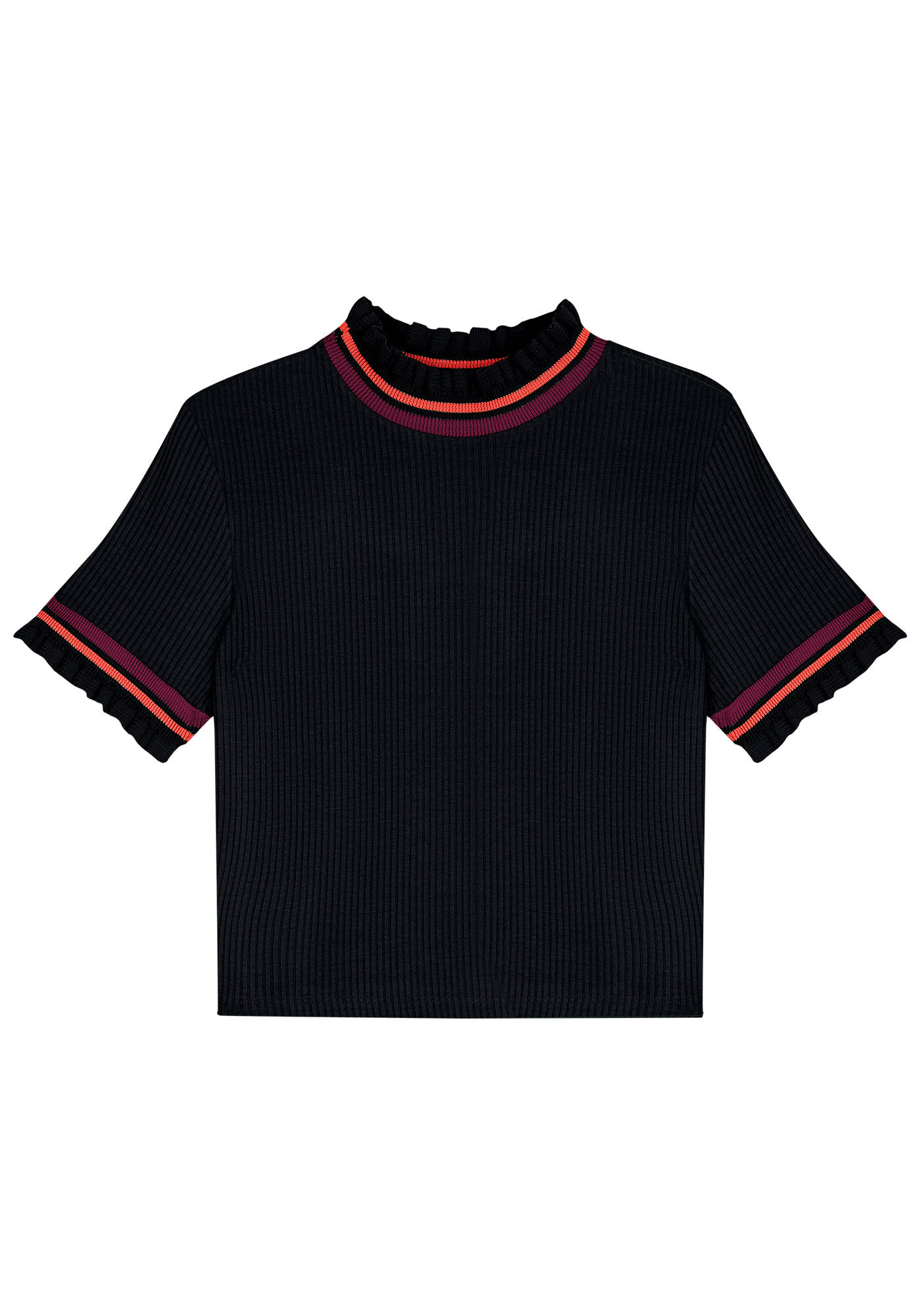 Blusa Canelada com Gola Alta Retil&iacute;nea, , large.