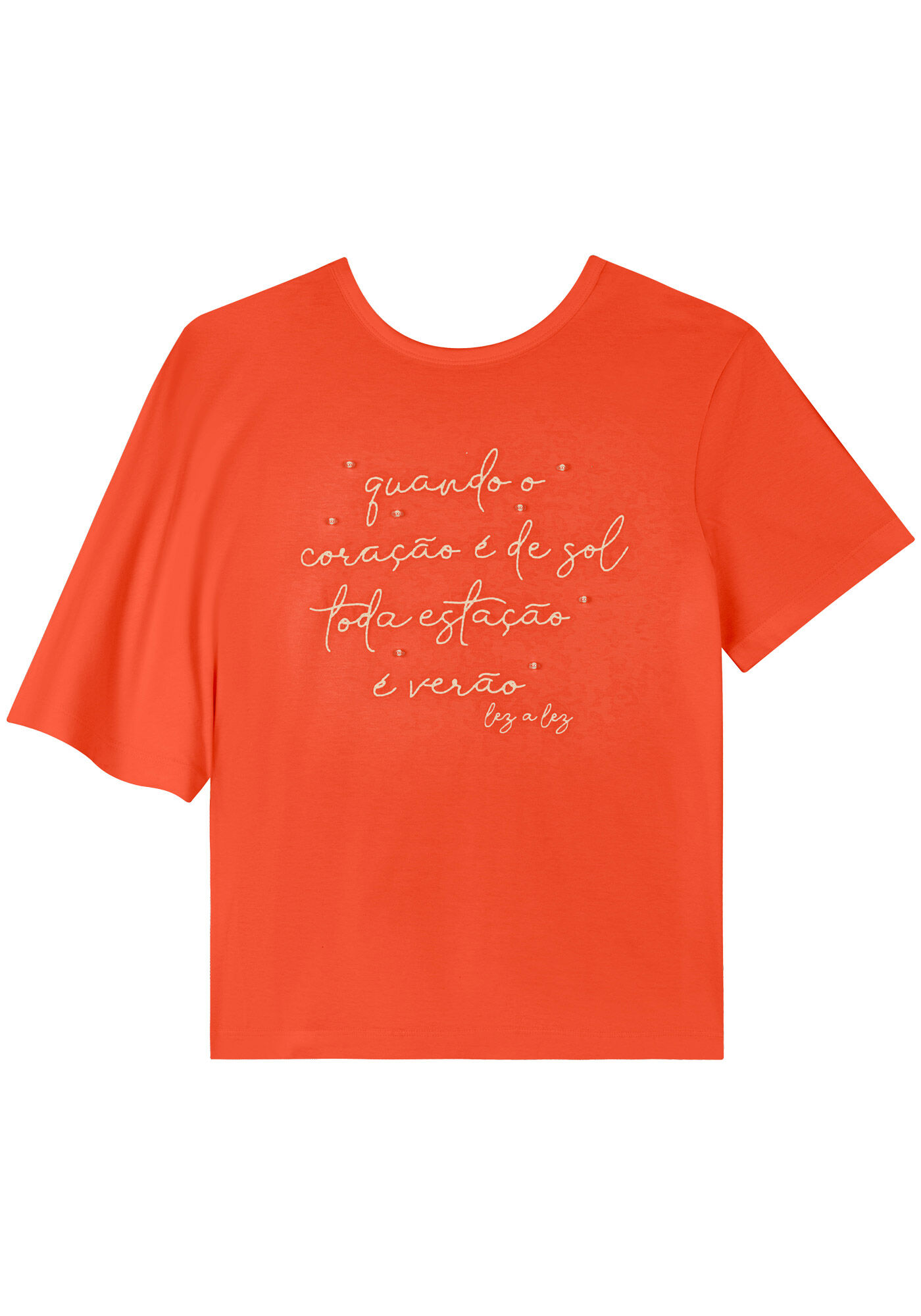 Blusa T-shirt Com Manga Assim&eacute;trica E Bordados Com P&eacute;rolas, , large.