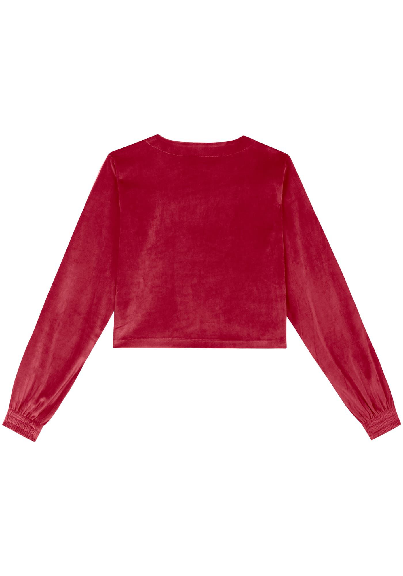 Blus&atilde;o Cropped De Mangas Longas Em Malha Plush Move, VERMELHO QUIRIBATI, large.