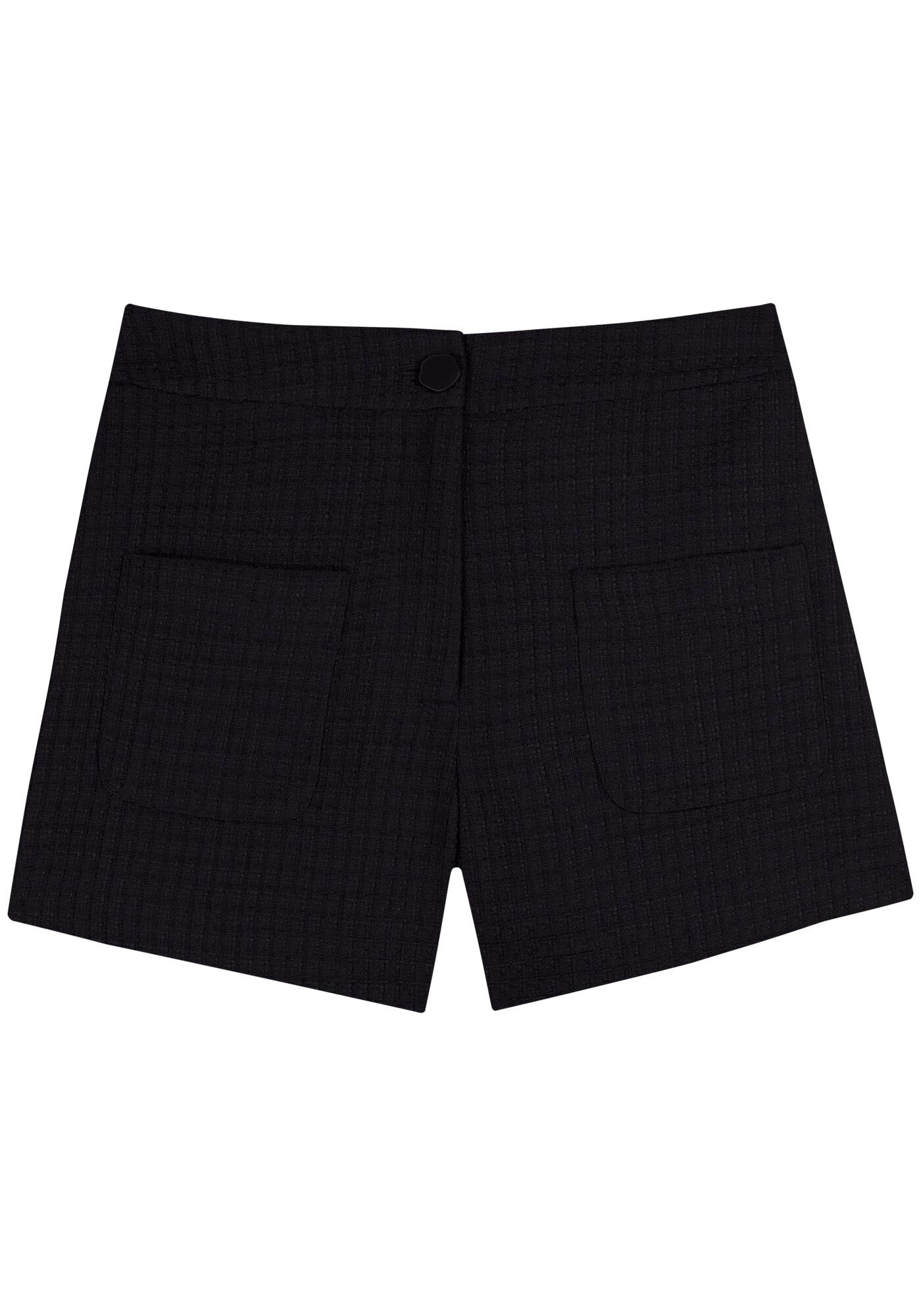 Shorts Curto Em Tweed Com Cintura M&eacute;dia E Bolsos Frontais, , large.