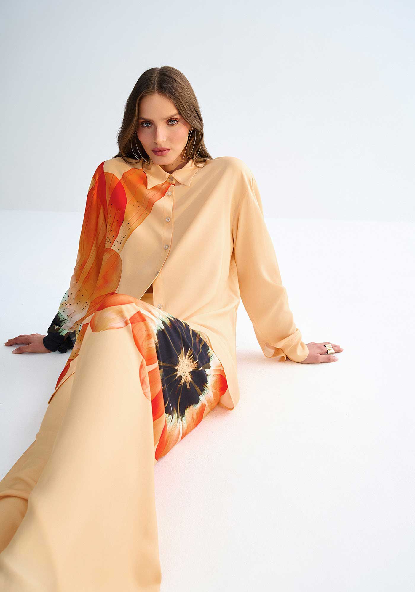 Camisa Manga Longa Oversized com Estampa Blossom, , large.