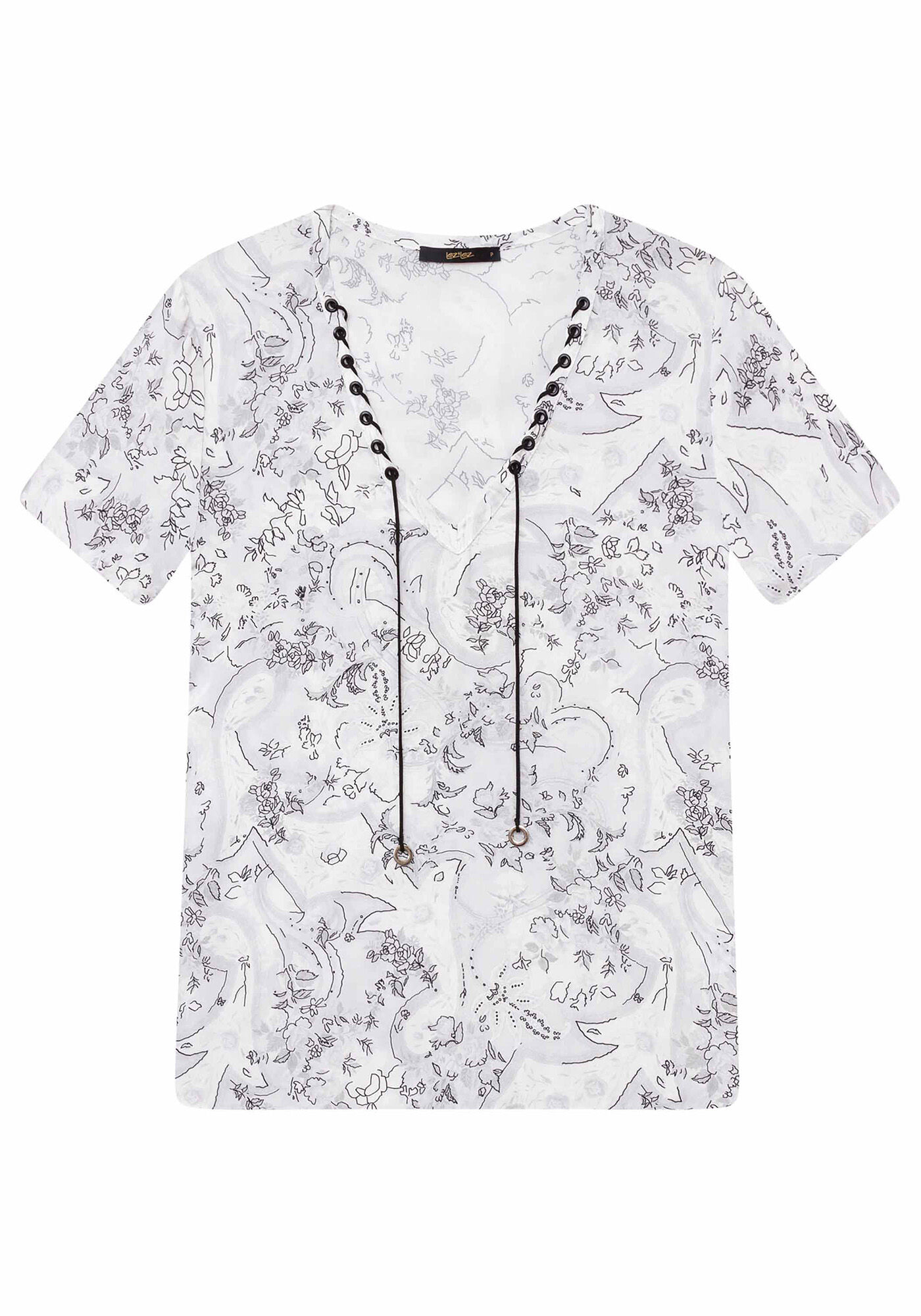 Blusa Estampada Cord&atilde;o Tecido, , large.