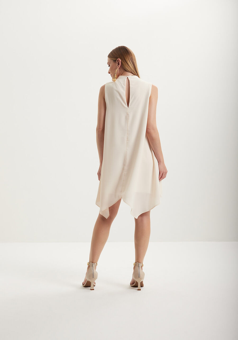 Vestido Curto Com Gola Degagê Em Chiffon, . Vestido Curto Com Gola Degagê Em Chiffon, , large.