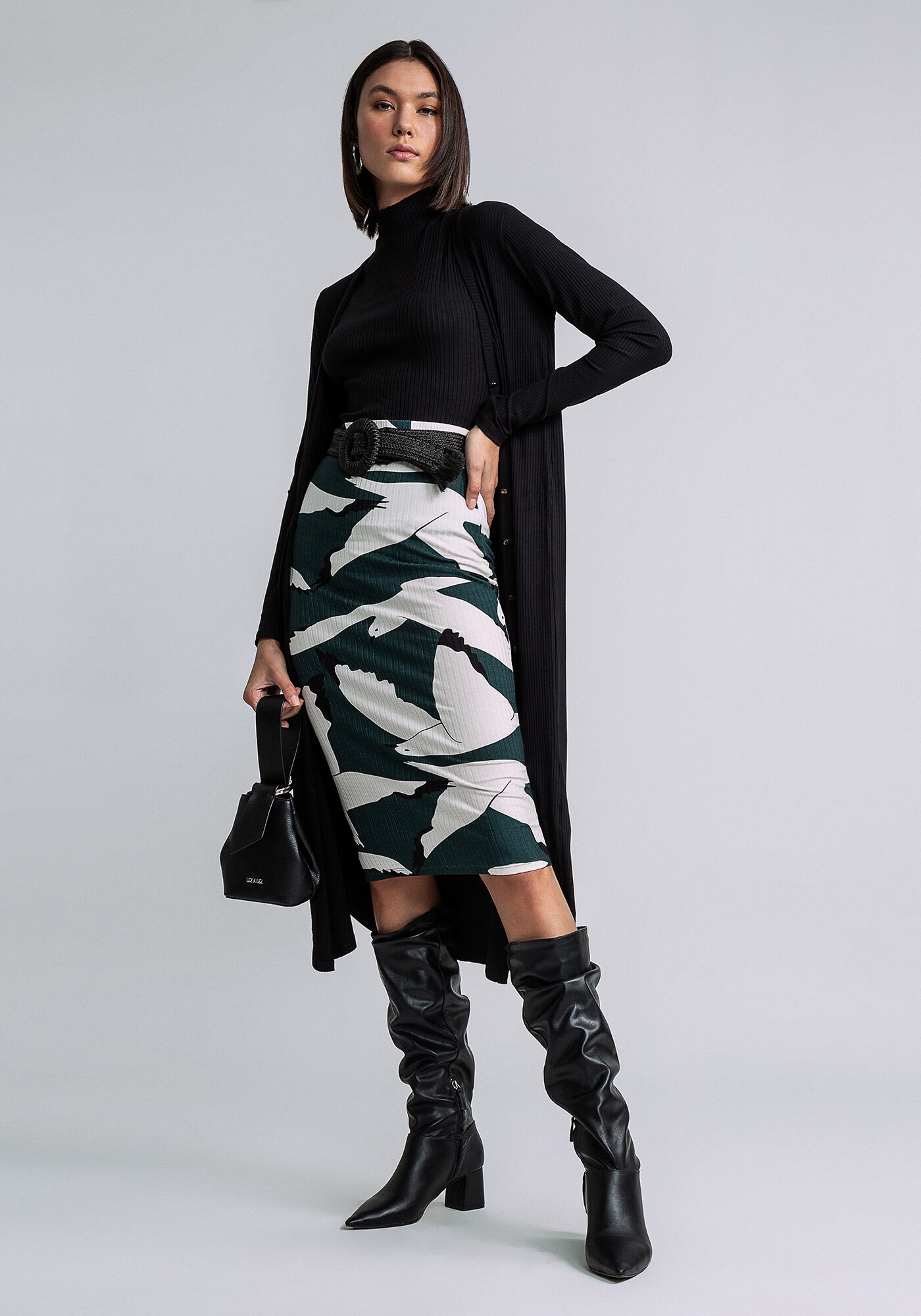 Cardigan Longo Botões Canelado | Lez a Lez